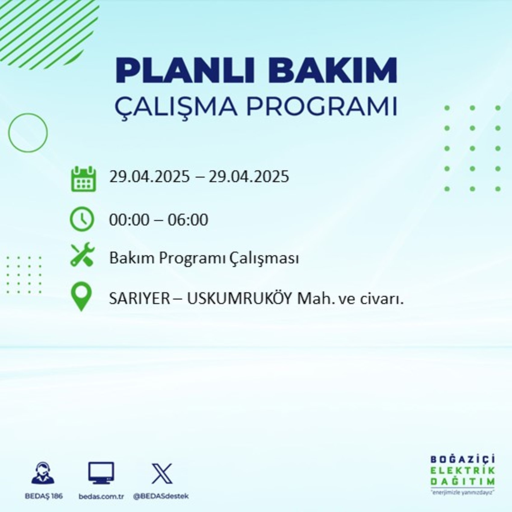 BEDAŞ paylaştı: İstanbul'da 29 Nisan Salı günü elektrik kesintisi yaşanacak ilçeler