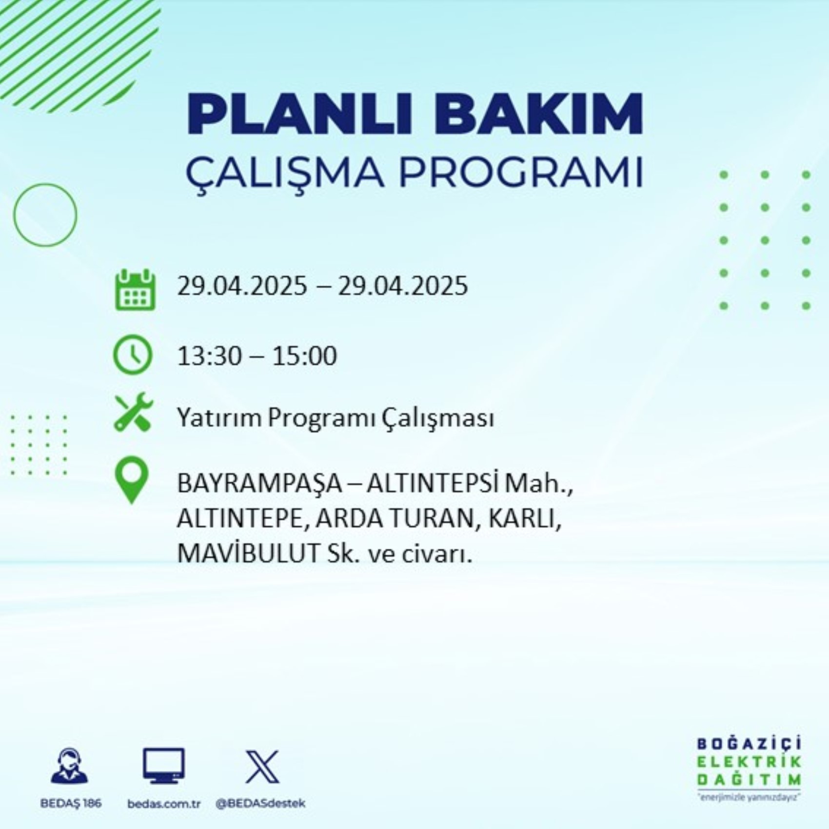 BEDAŞ paylaştı: İstanbul'da 29 Nisan Salı günü elektrik kesintisi yaşanacak ilçeler