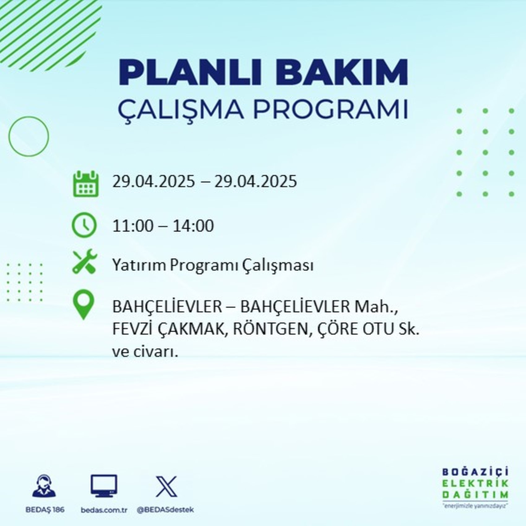 BEDAŞ paylaştı: İstanbul'da 29 Nisan Salı günü elektrik kesintisi yaşanacak ilçeler