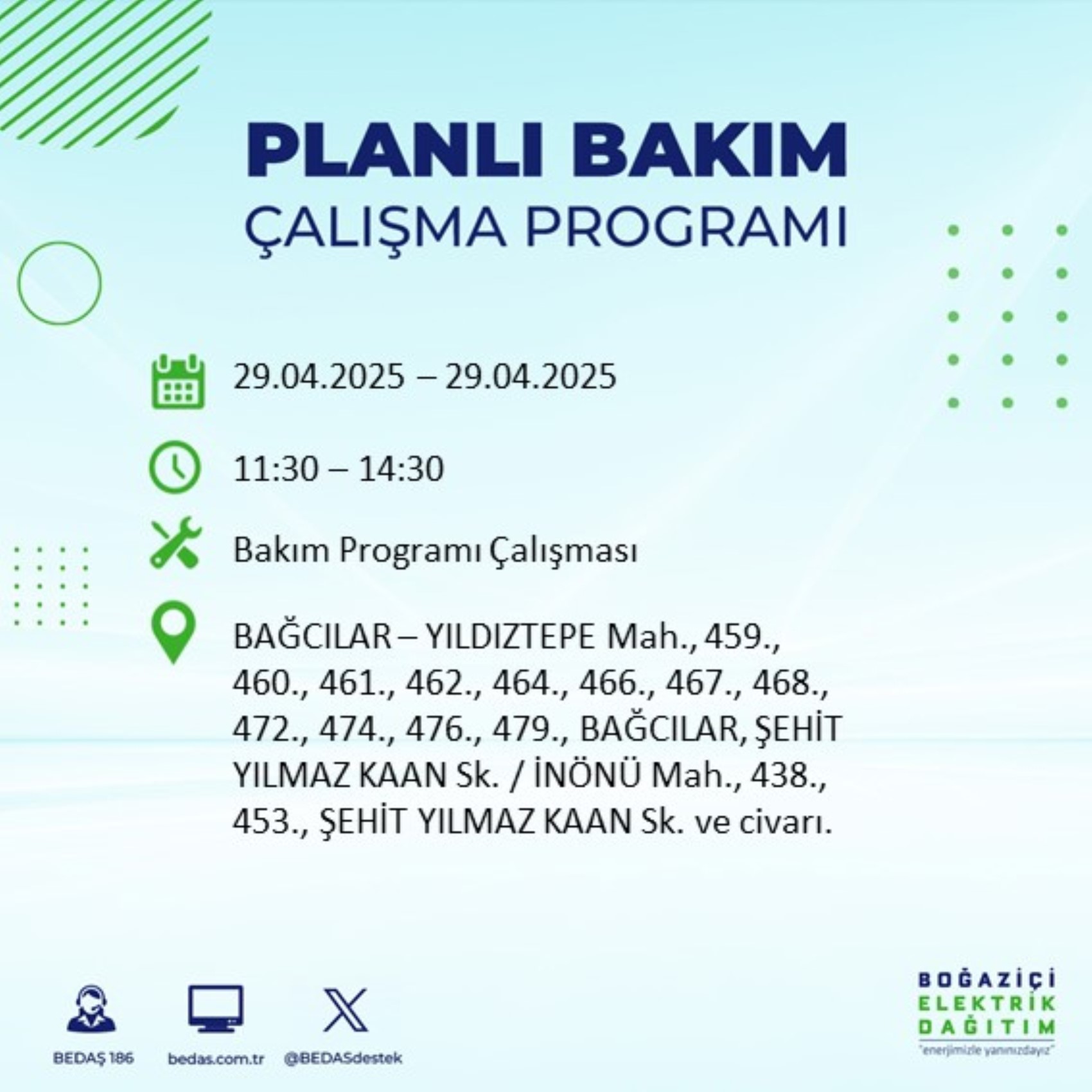BEDAŞ paylaştı: İstanbul'da 29 Nisan Salı günü elektrik kesintisi yaşanacak ilçeler