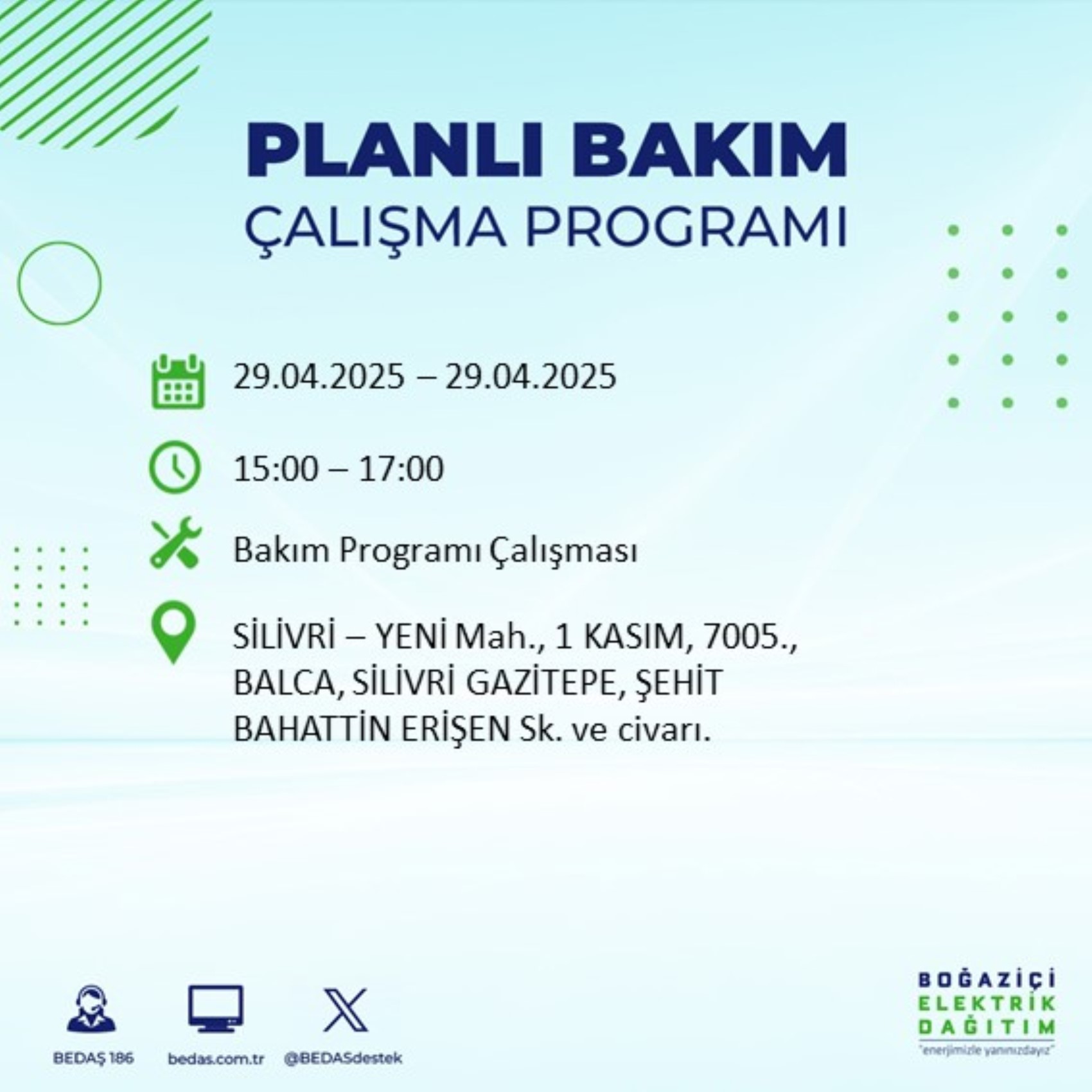 BEDAŞ paylaştı: İstanbul'da 29 Nisan Salı günü elektrik kesintisi yaşanacak ilçeler