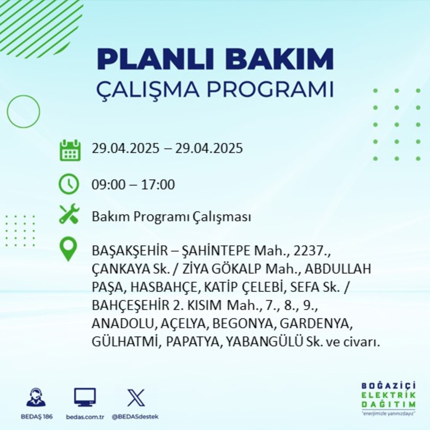 BEDAŞ paylaştı: İstanbul'da 29 Nisan Salı günü elektrik kesintisi yaşanacak ilçeler