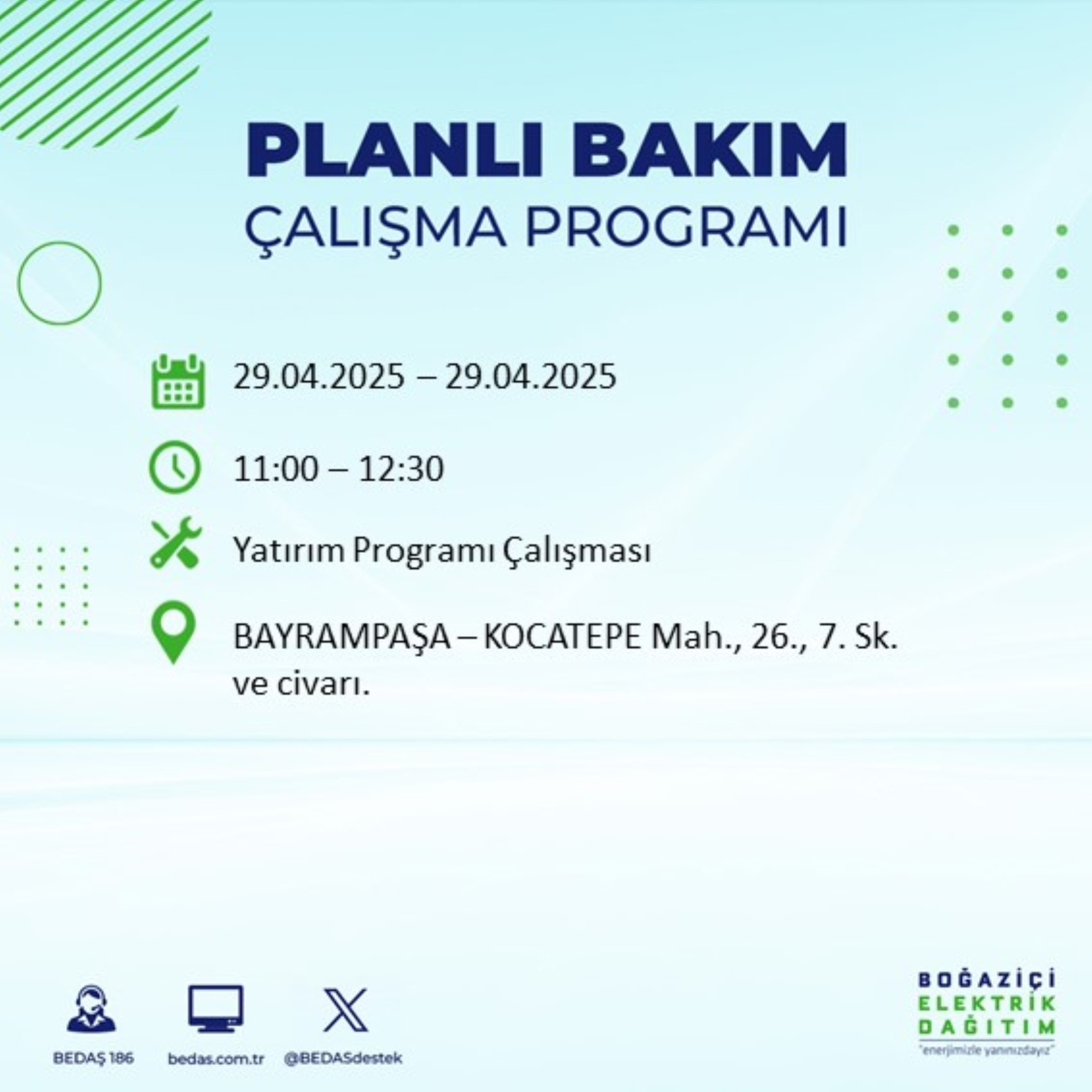 BEDAŞ paylaştı: İstanbul'da 29 Nisan Salı günü elektrik kesintisi yaşanacak ilçeler