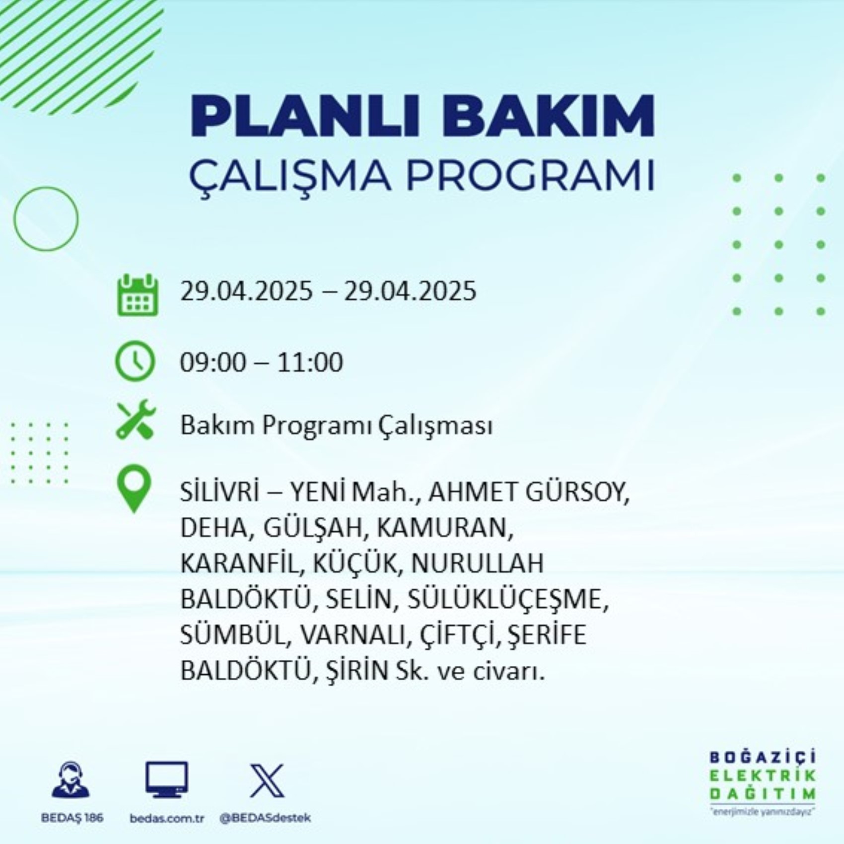 BEDAŞ paylaştı: İstanbul'da 29 Nisan Salı günü elektrik kesintisi yaşanacak ilçeler