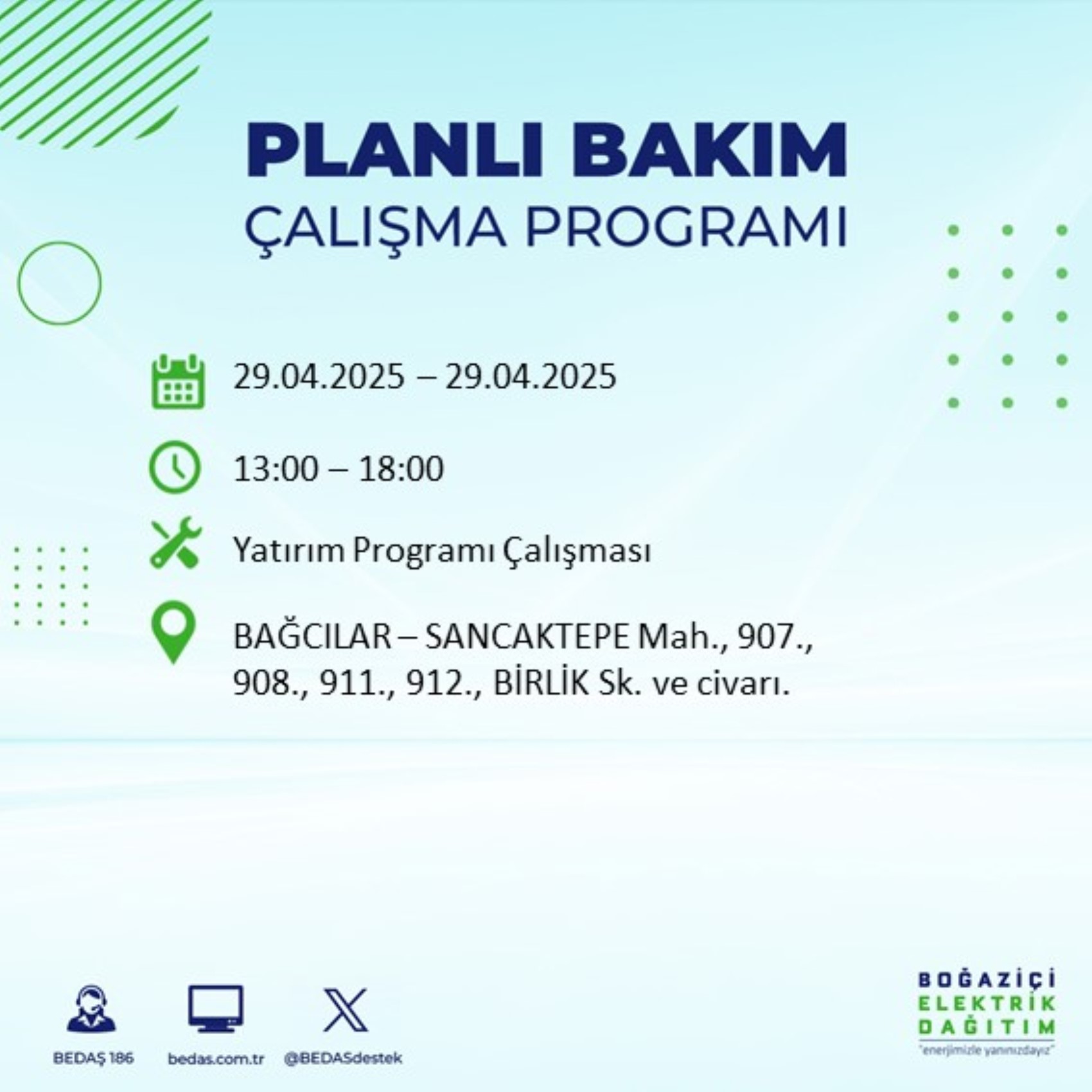 BEDAŞ paylaştı: İstanbul'da 29 Nisan Salı günü elektrik kesintisi yaşanacak ilçeler