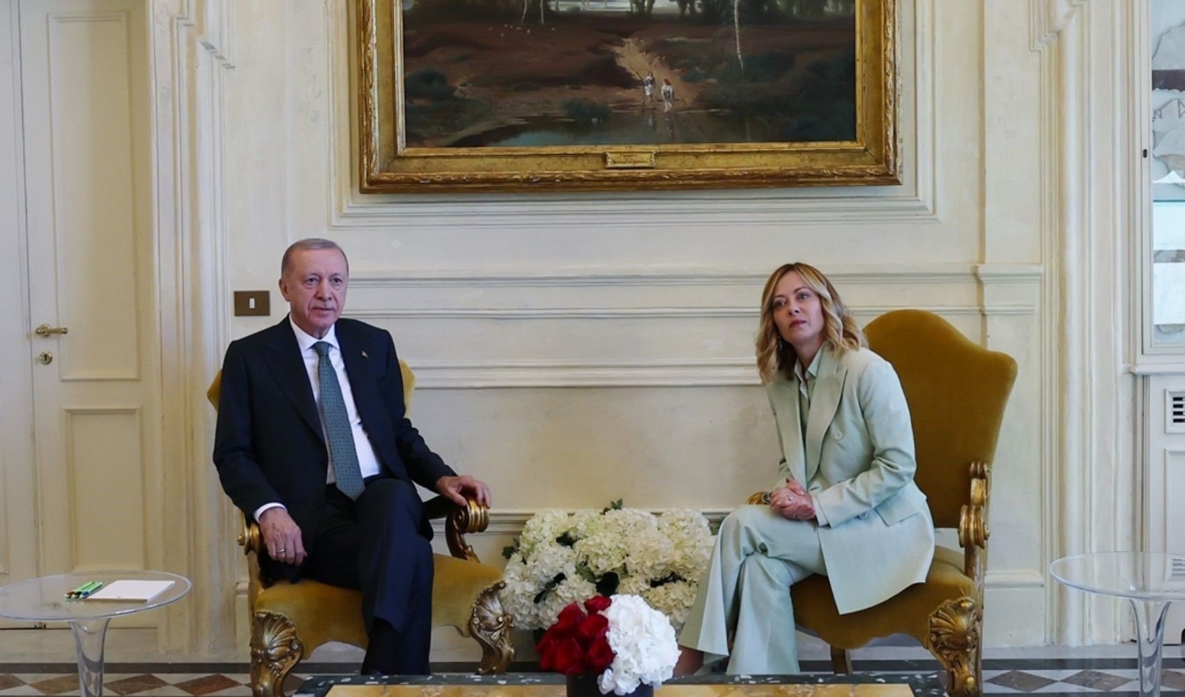 Cumhurbaşkanı Erdoğan İtalya Başbakanı Meloni ile görüşüyor