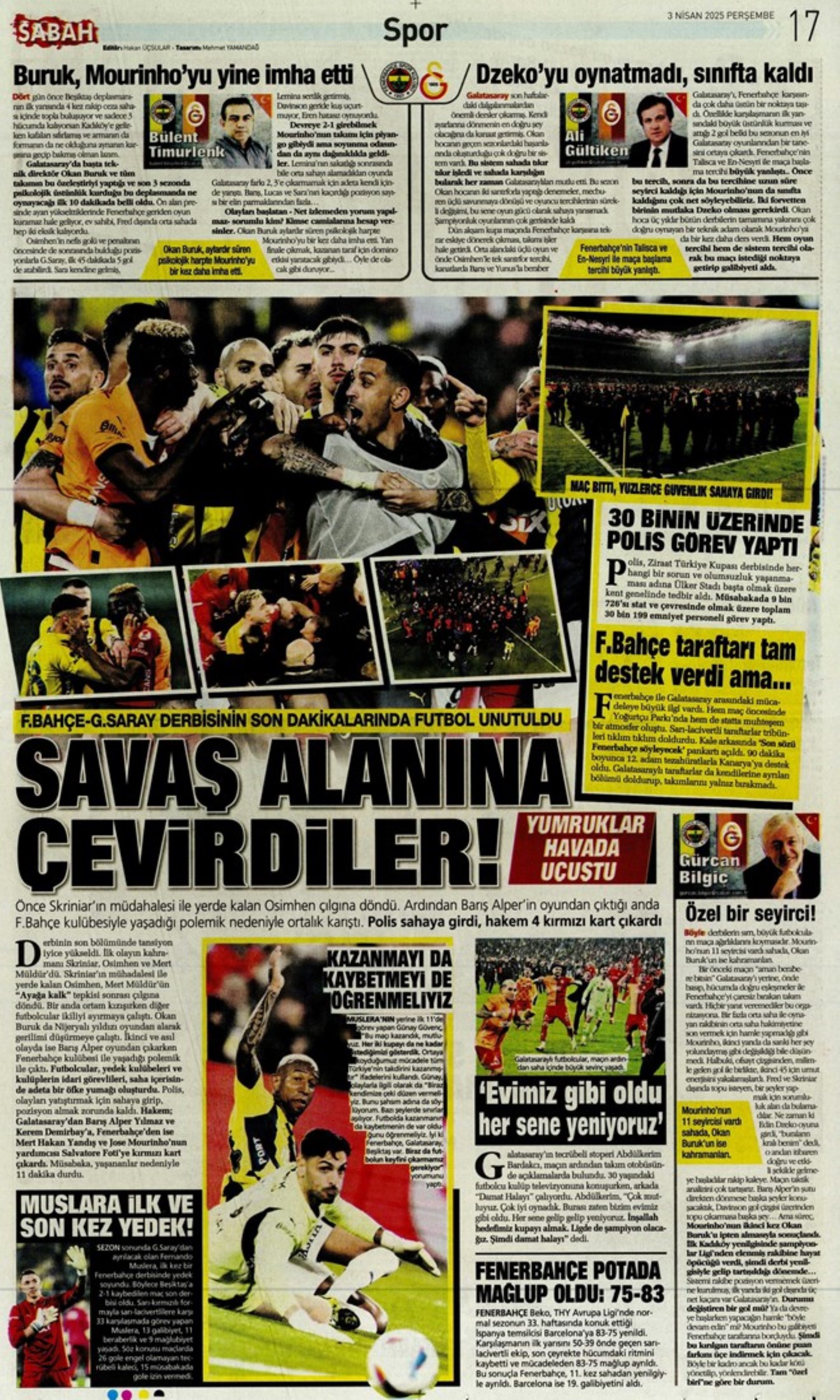Günün spor manşetleri... 'Aslan Kadıköy'de krallık kurdu!'