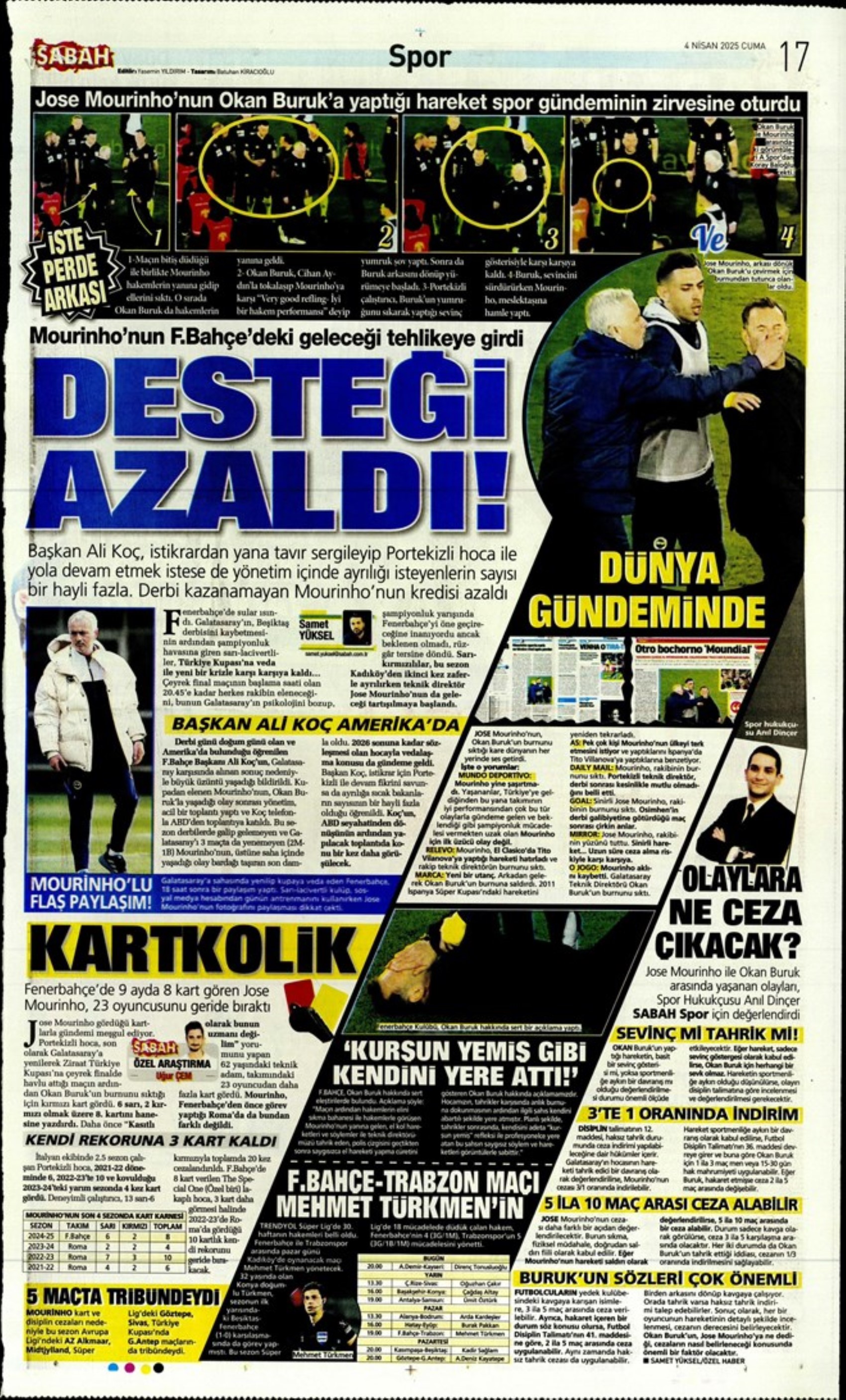 Sporda günün manşetleri: Dünya Mourinho'yu konuşmaya devam ediyor