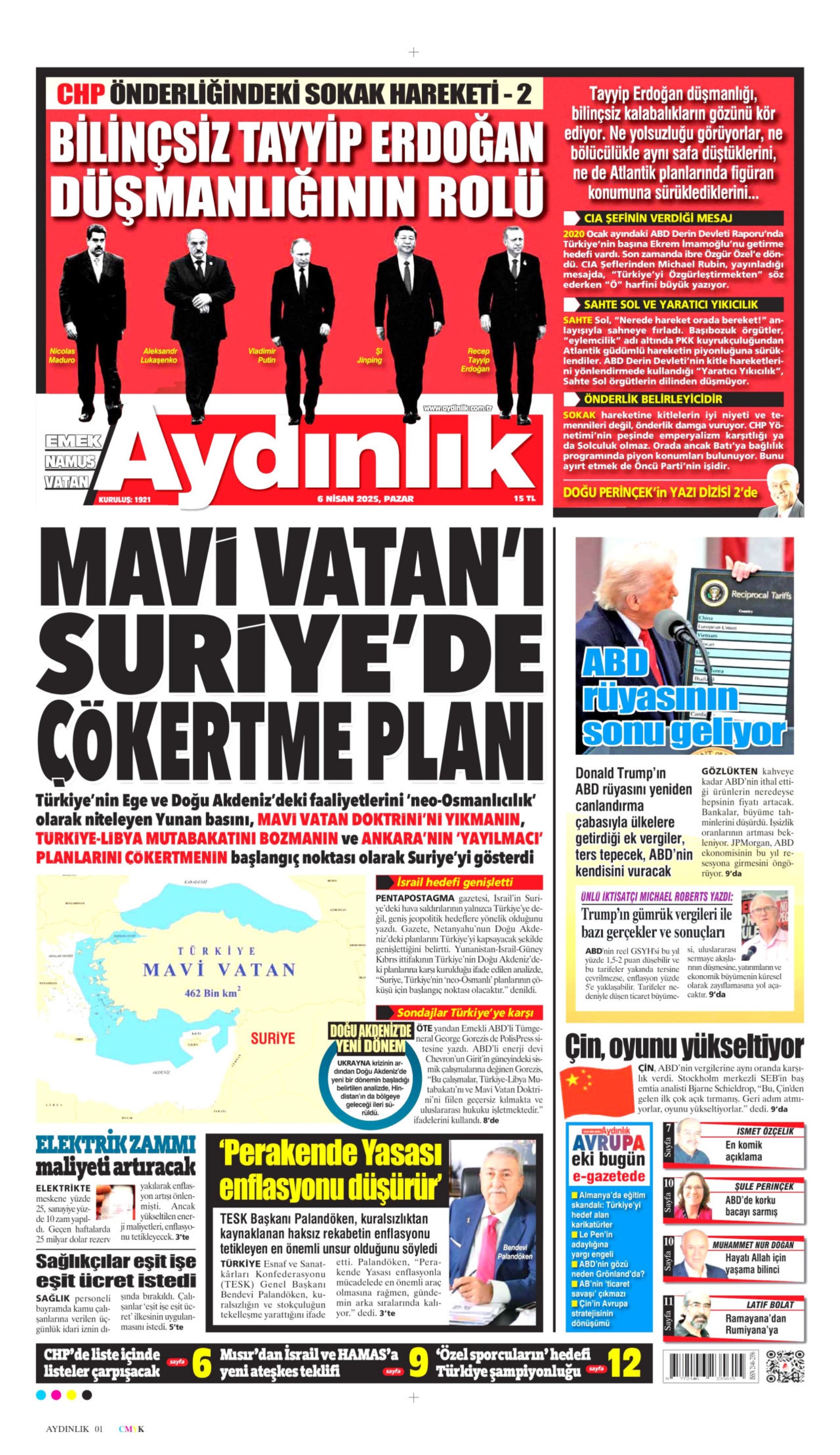 6 Nisan 2025 gazete manşetleri