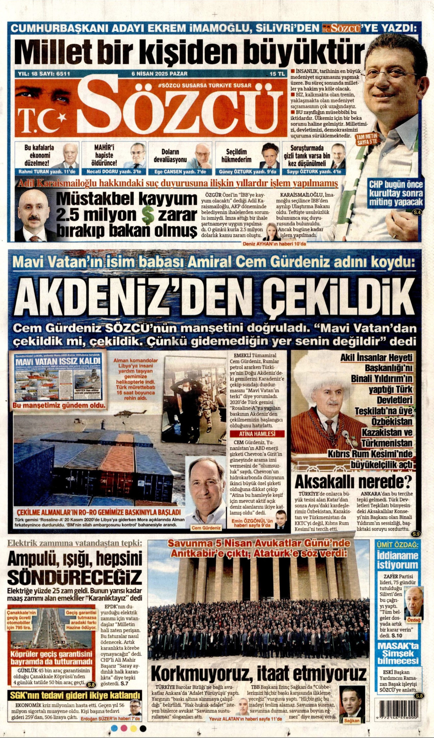 6 Nisan 2025 gazete manşetleri