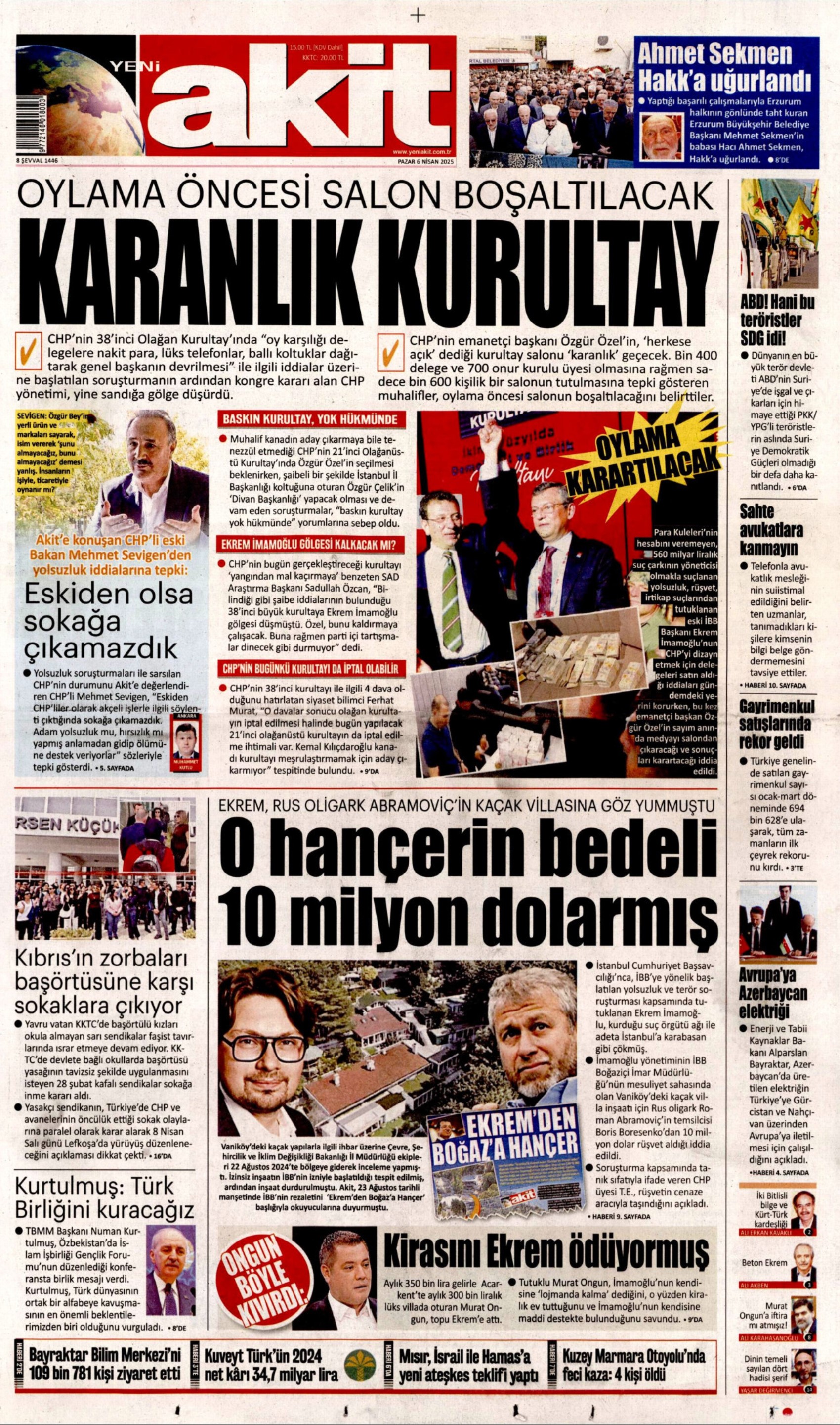6 Nisan 2025 gazete manşetleri