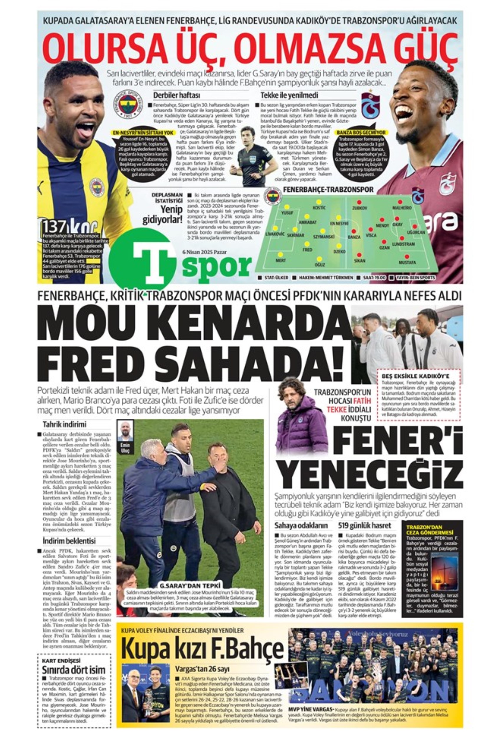 Sporda günün manşetleri: Süper Lig'de kritik randevu! Tamam mı devam mı maçı