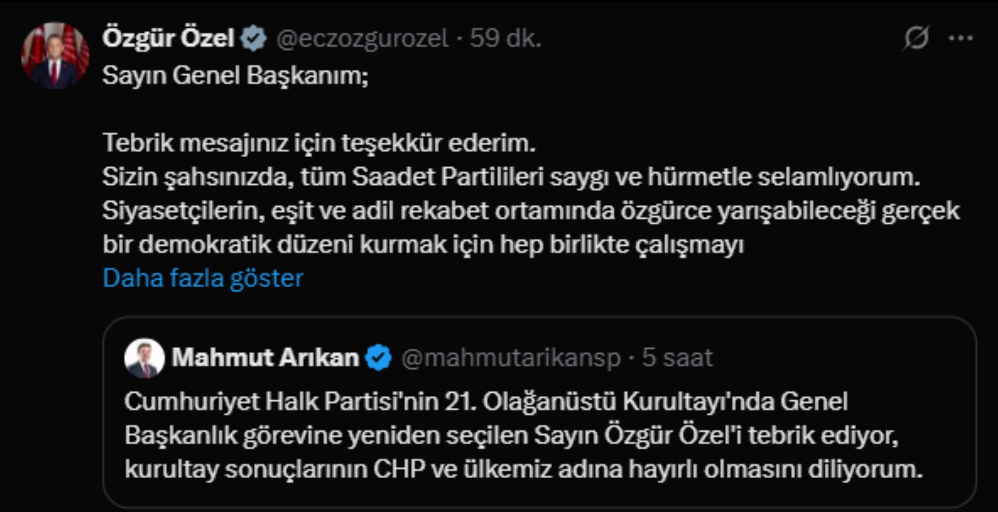 Özgür Özel’e genel başkanlık tebriği: Siyasi partilerden peş peşe mesajlar