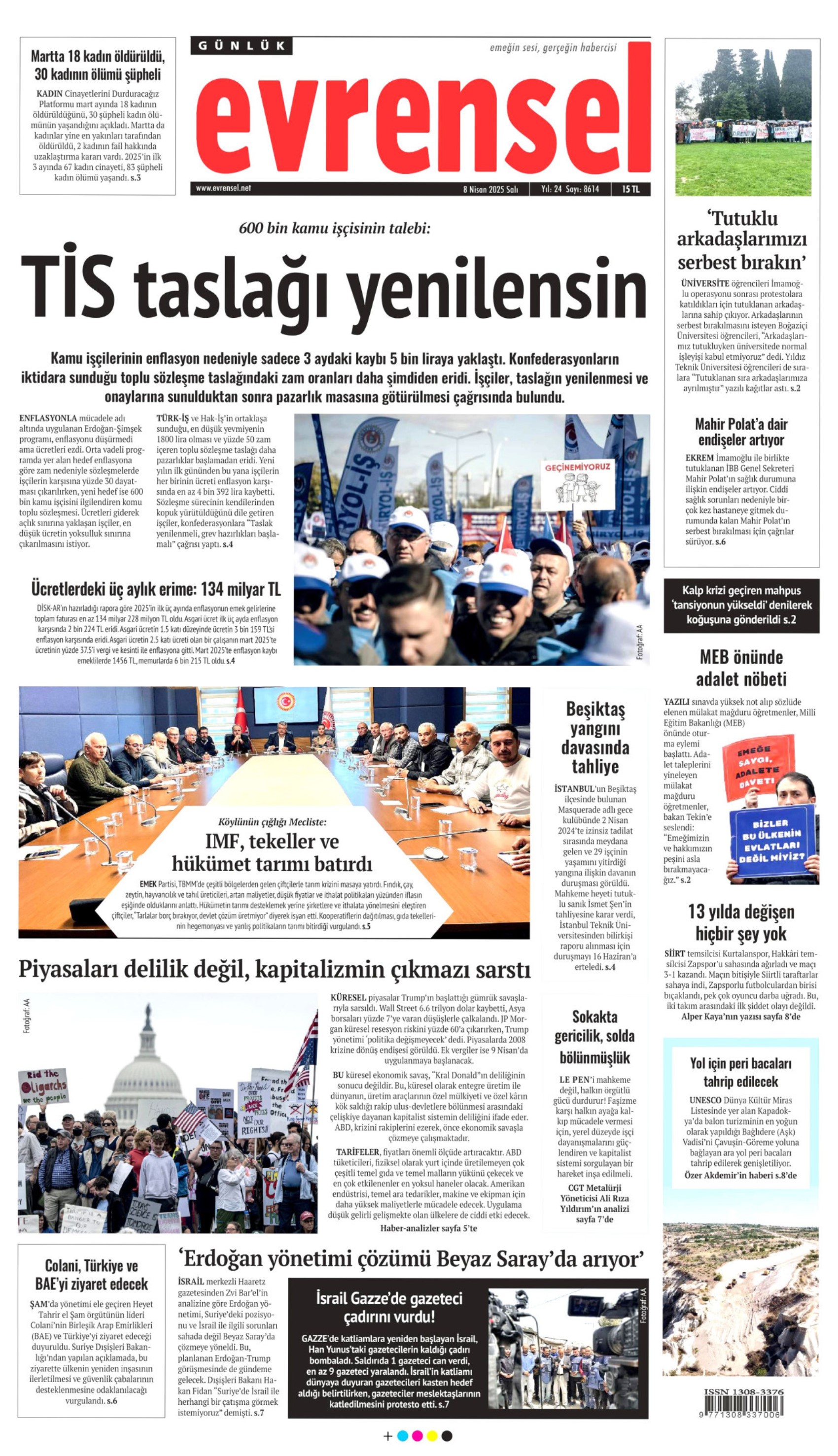 8 Nisan 2025 gazete manşetleri