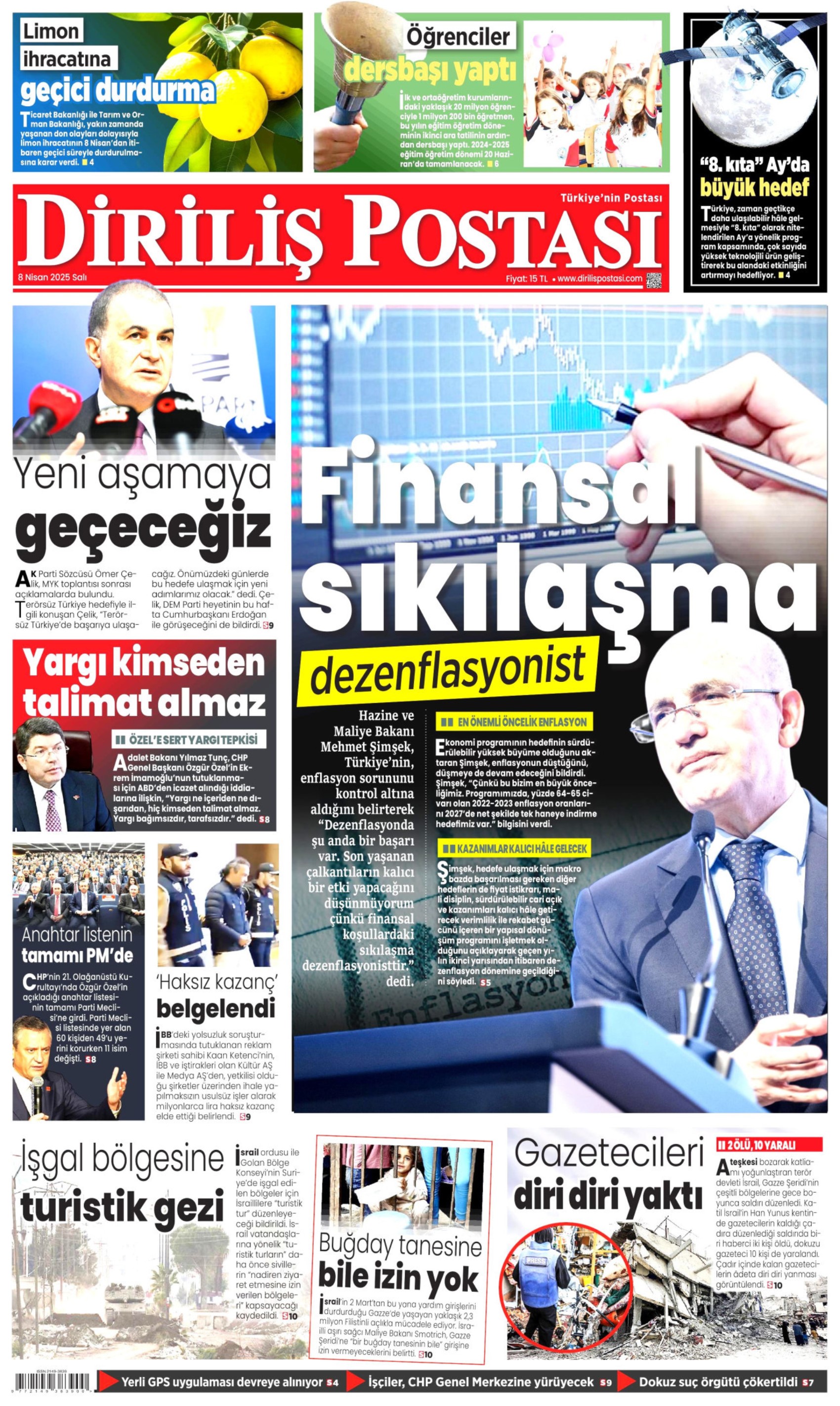 8 Nisan 2025 gazete manşetleri