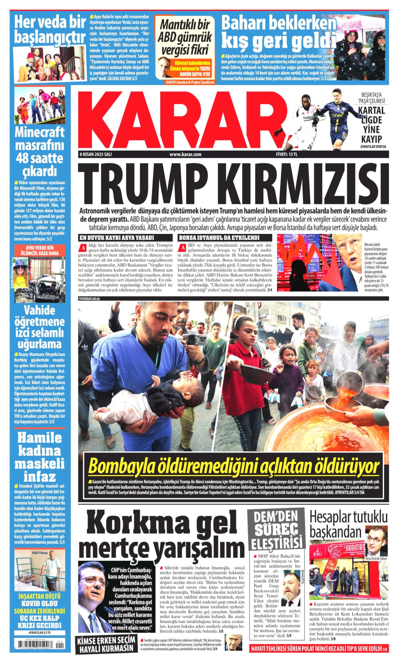 8 Nisan 2025 gazete manşetleri