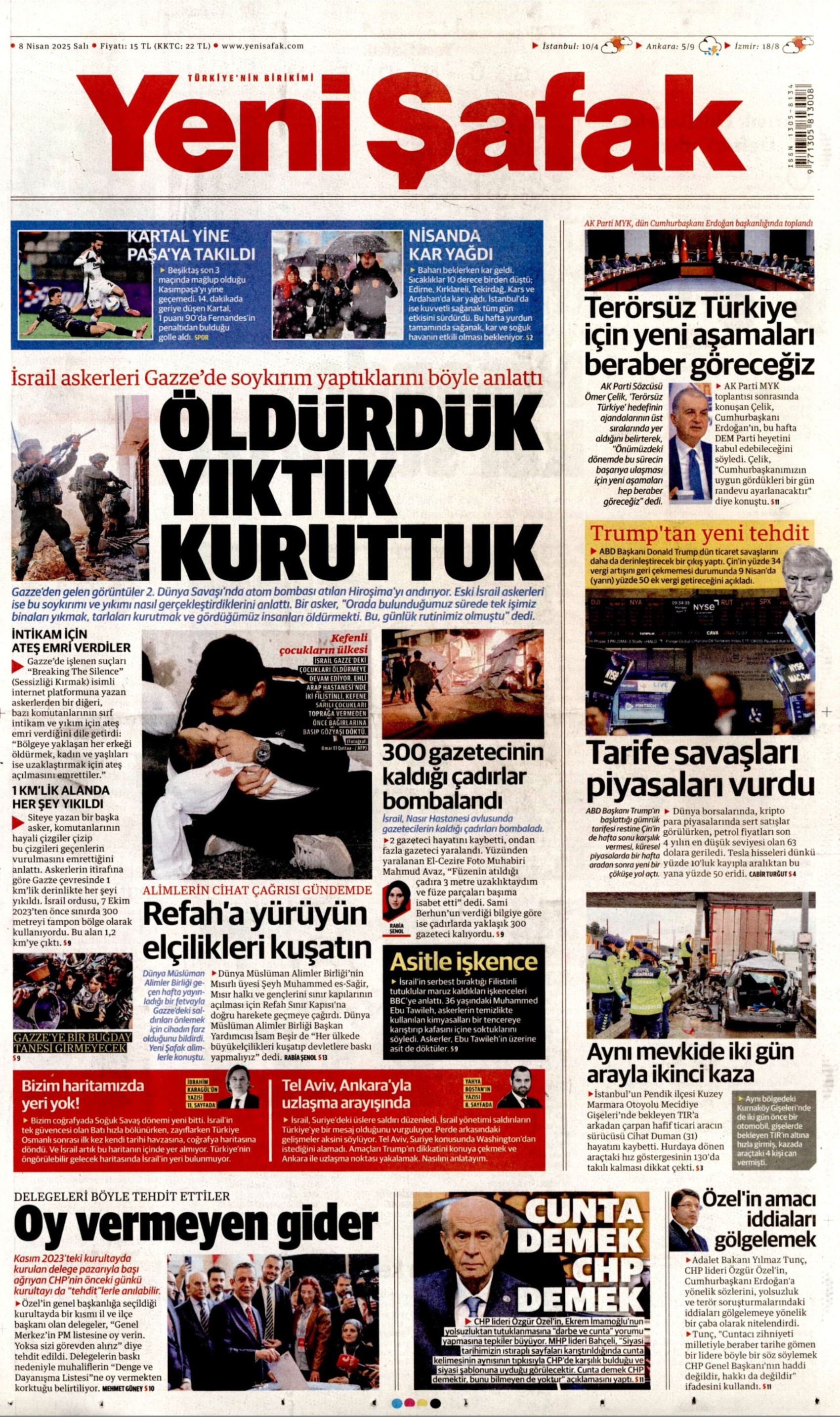 8 Nisan 2025 gazete manşetleri