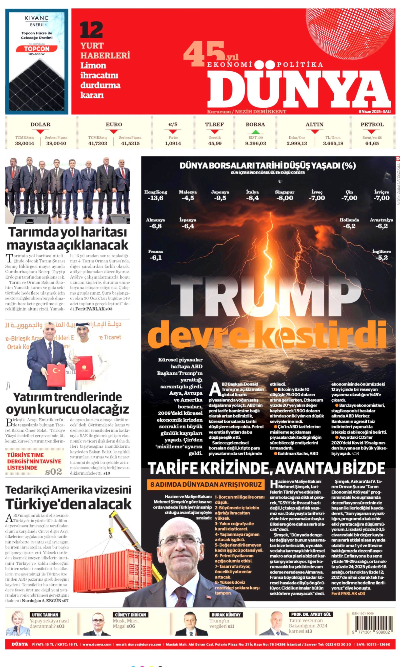 8 Nisan 2025 gazete manşetleri