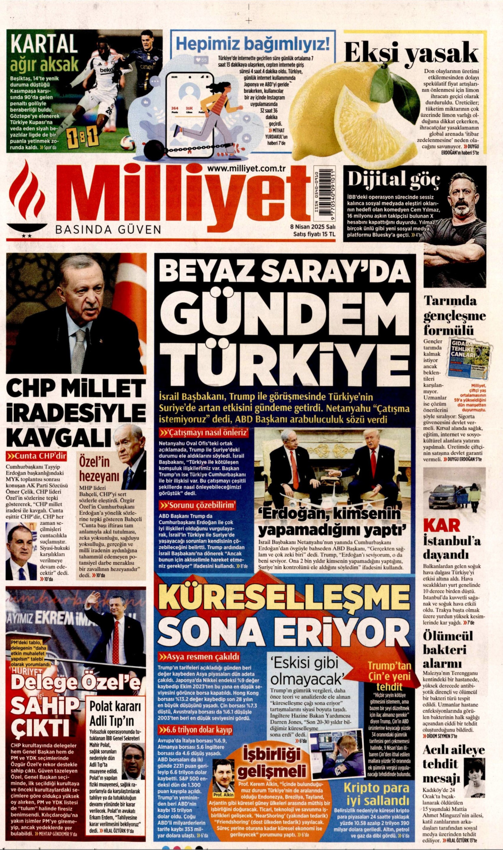 8 Nisan 2025 gazete manşetleri