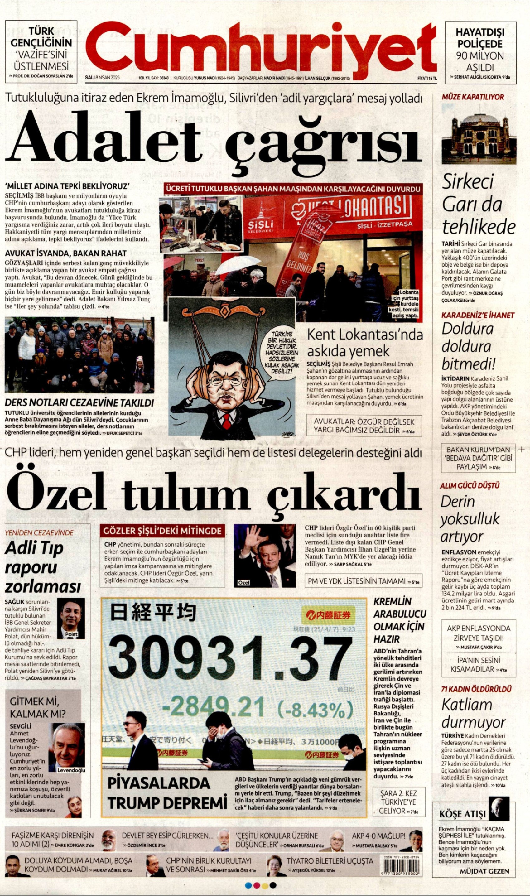 8 Nisan 2025 gazete manşetleri
