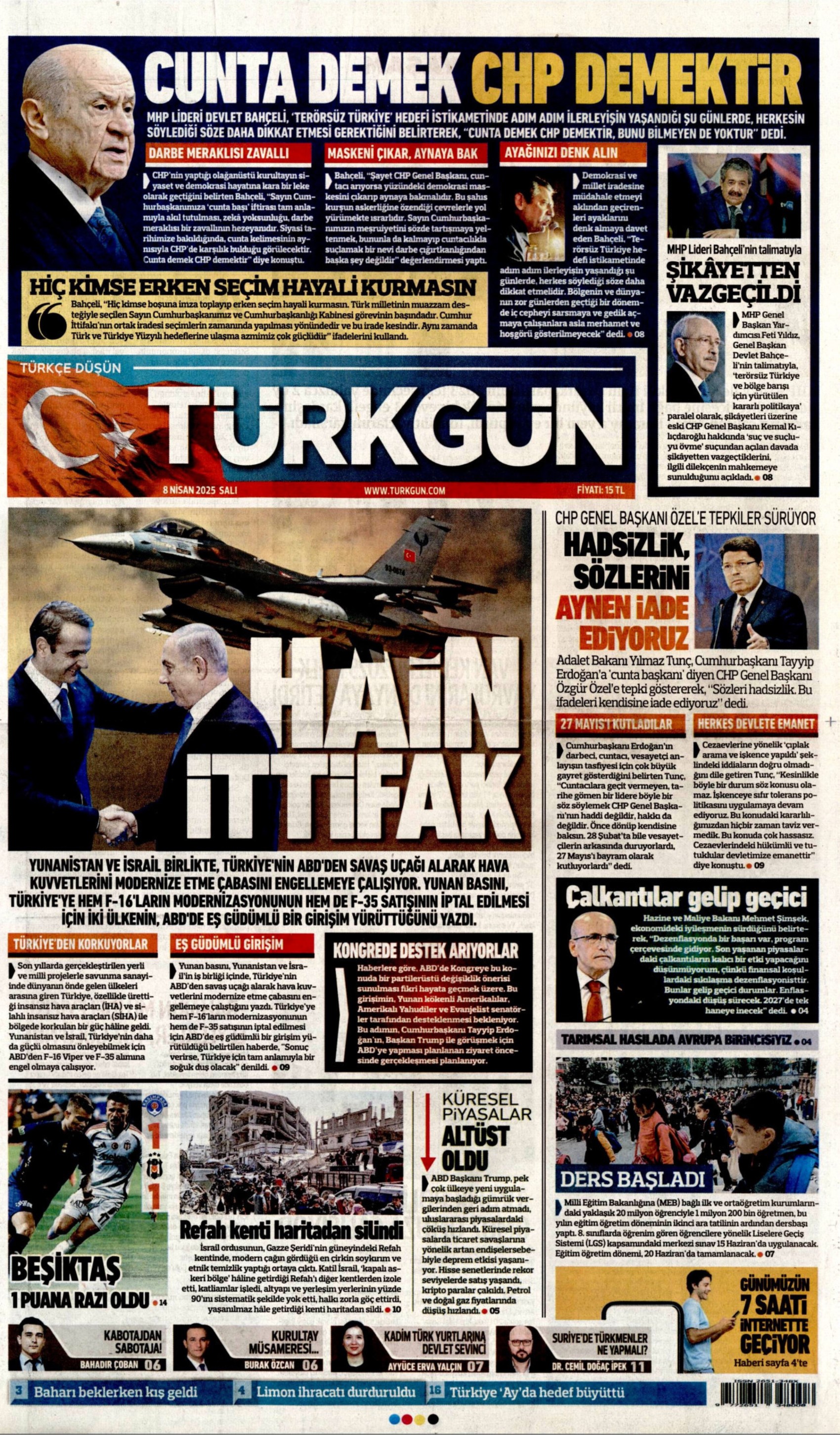 8 Nisan 2025 gazete manşetleri
