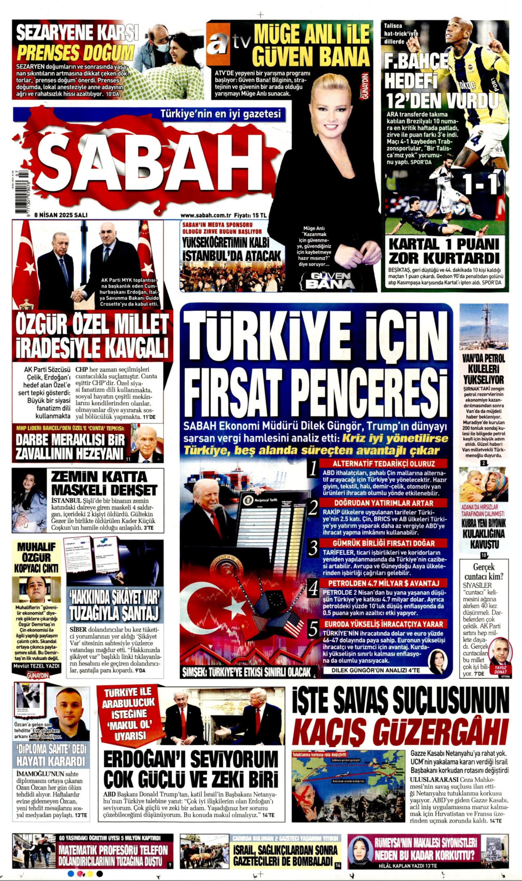 8 Nisan 2025 gazete manşetleri
