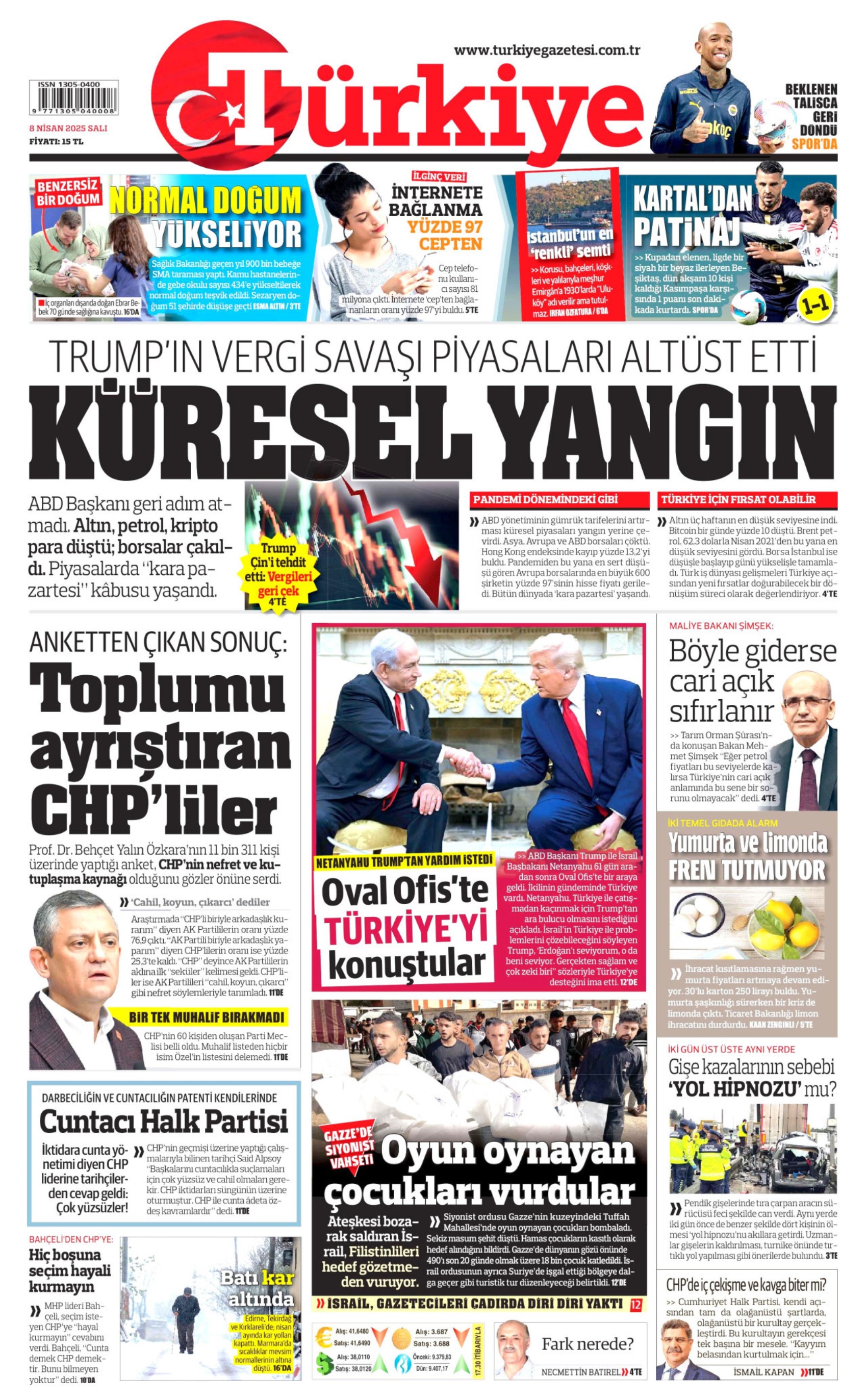8 Nisan 2025 gazete manşetleri