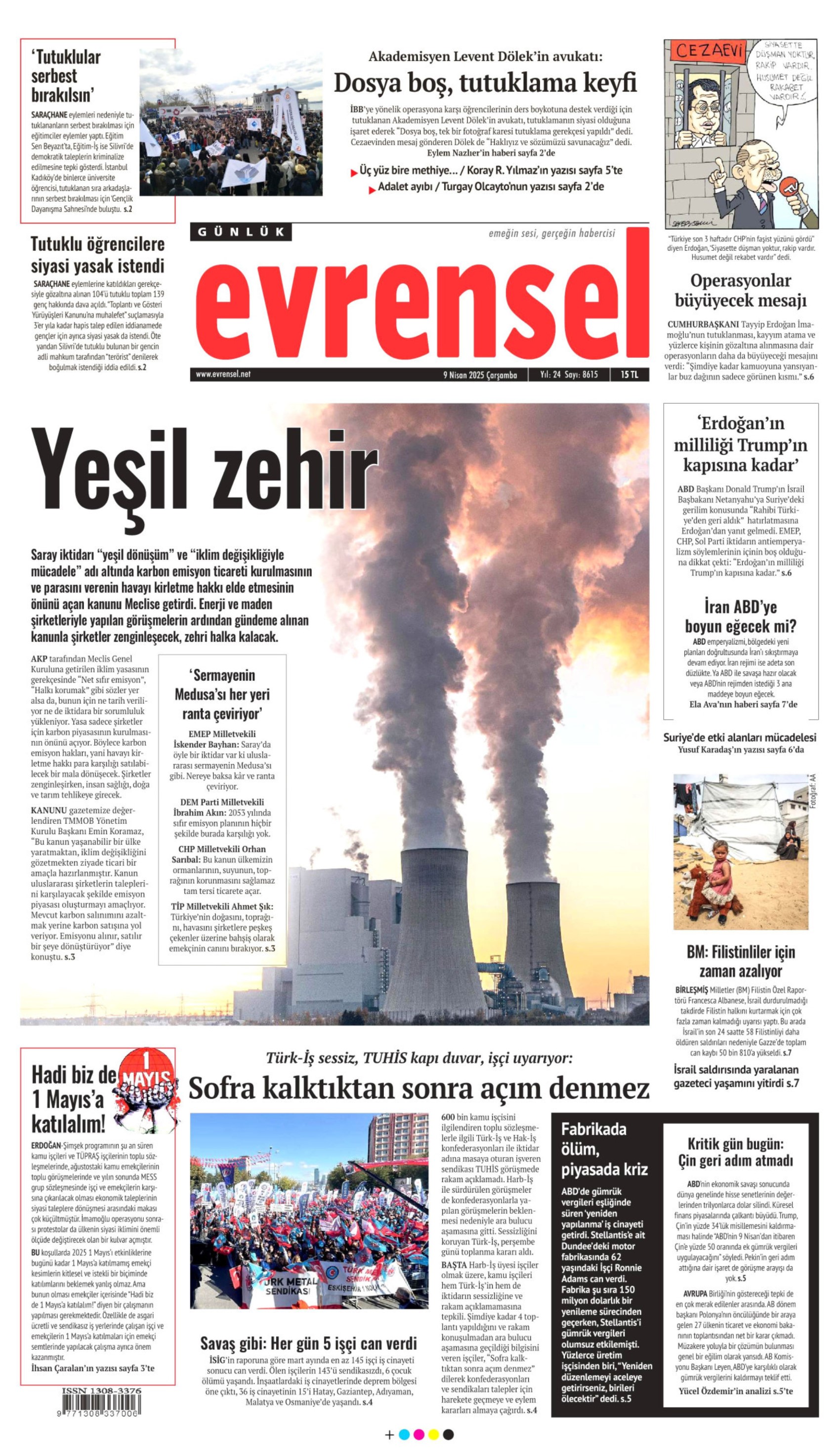9 Nisan 2025 gazete manşetleri