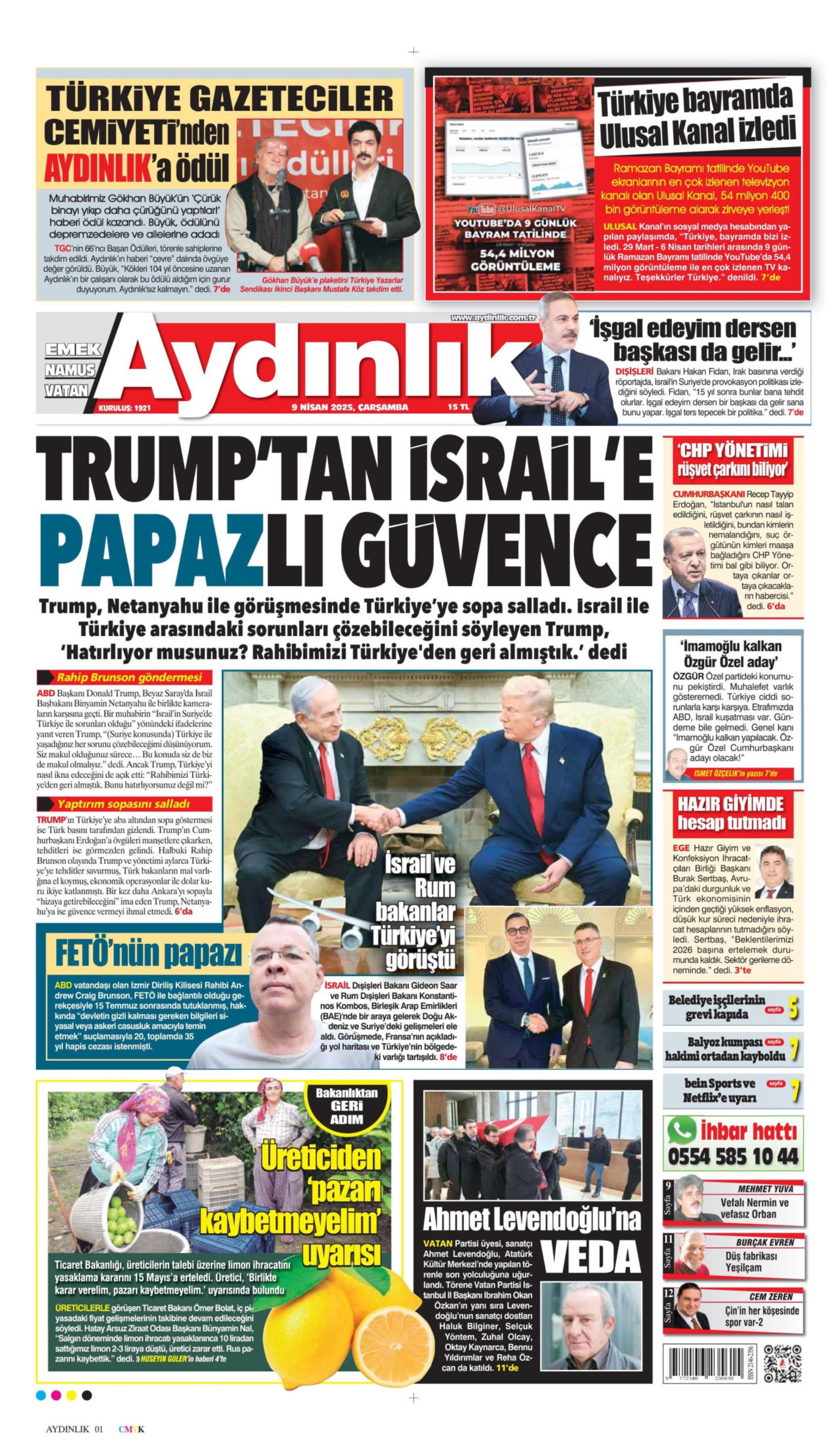9 Nisan 2025 gazete manşetleri