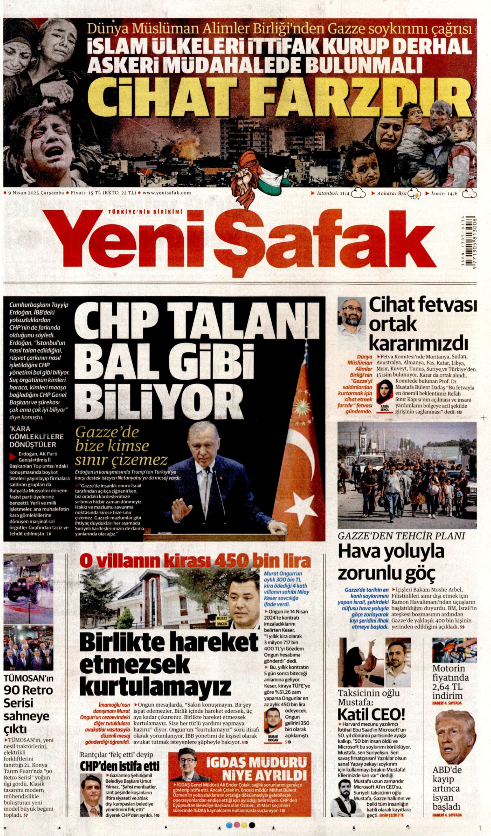 9 Nisan 2025 gazete manşetleri