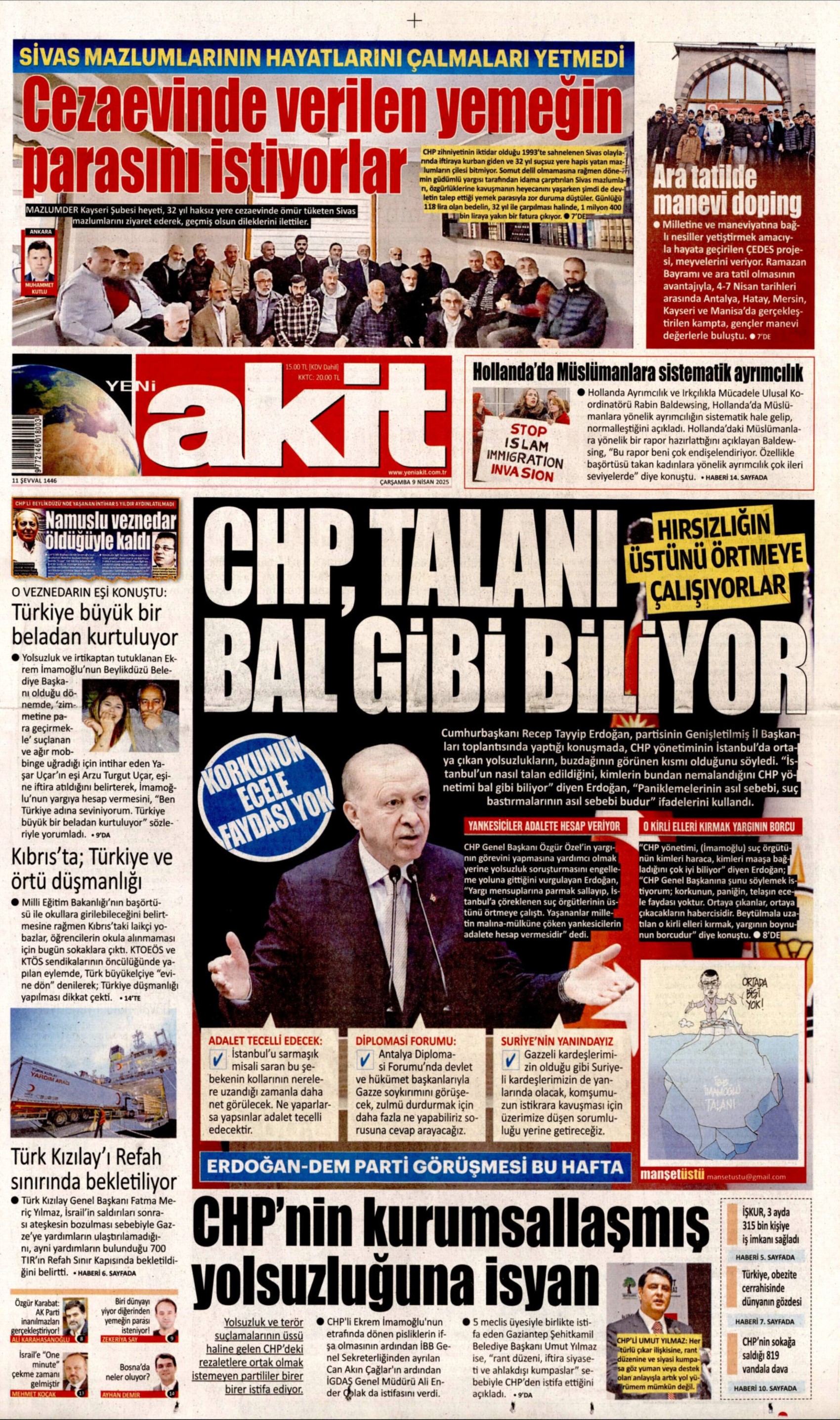 9 Nisan 2025 gazete manşetleri