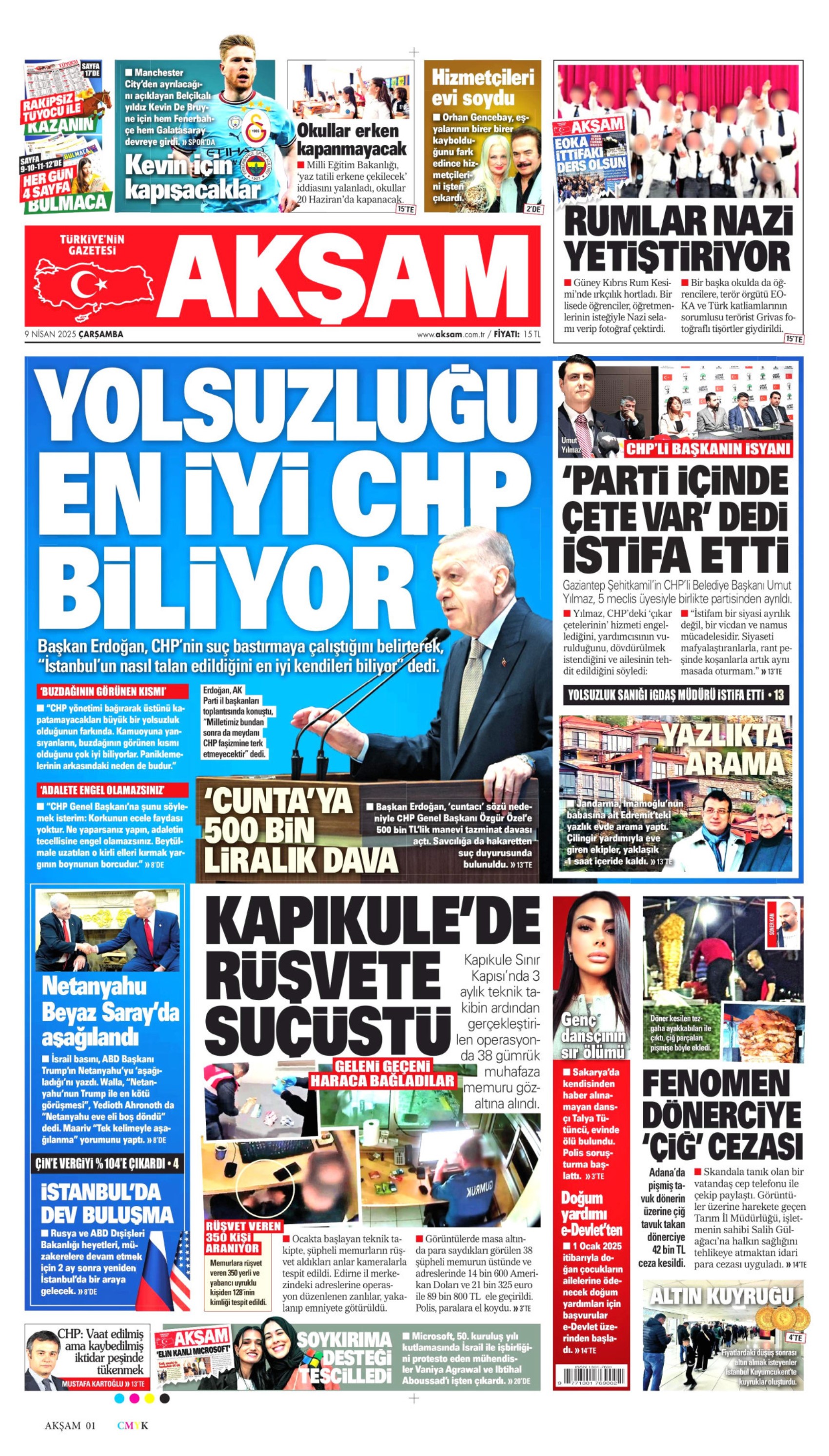 9 Nisan 2025 gazete manşetleri