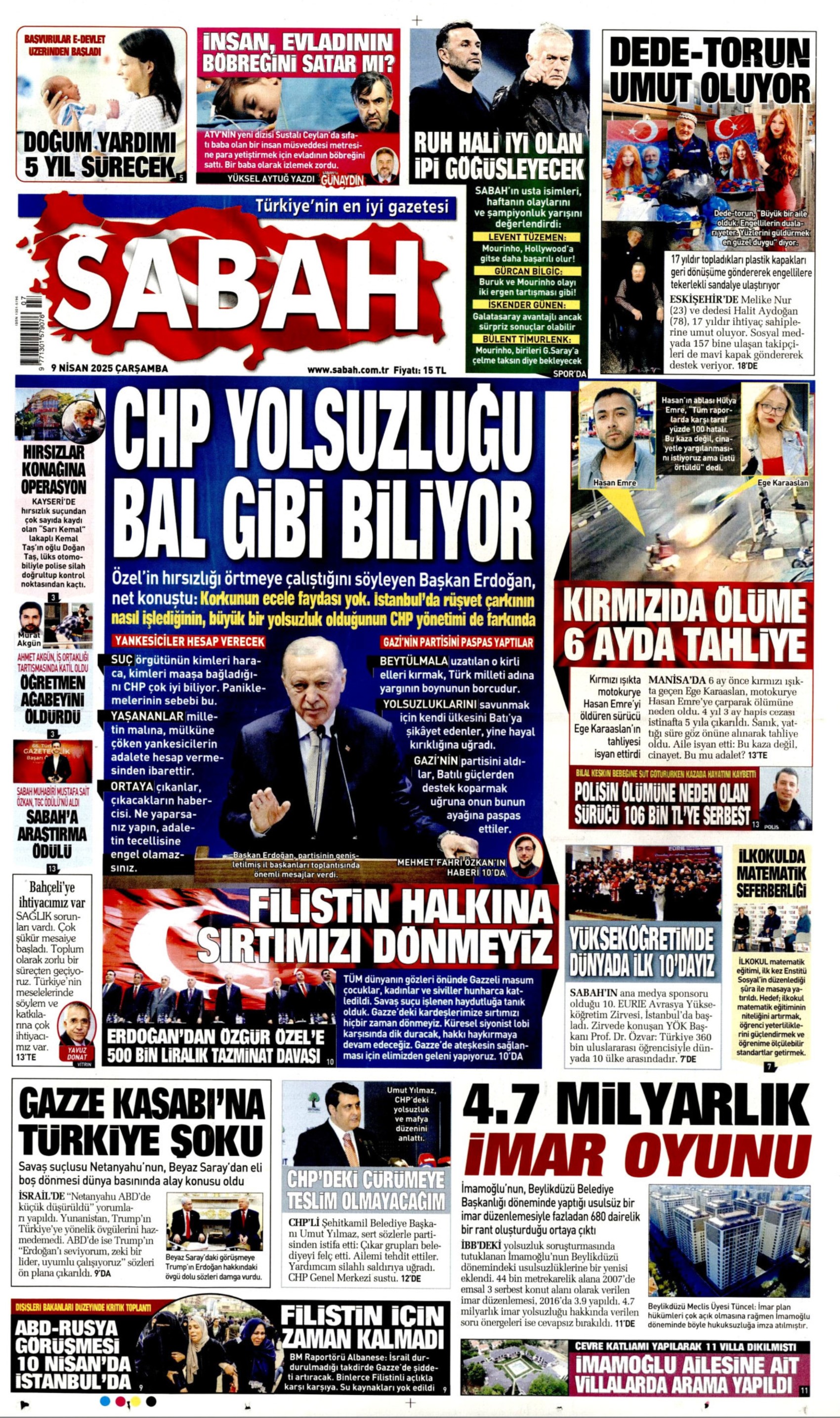 9 Nisan 2025 gazete manşetleri
