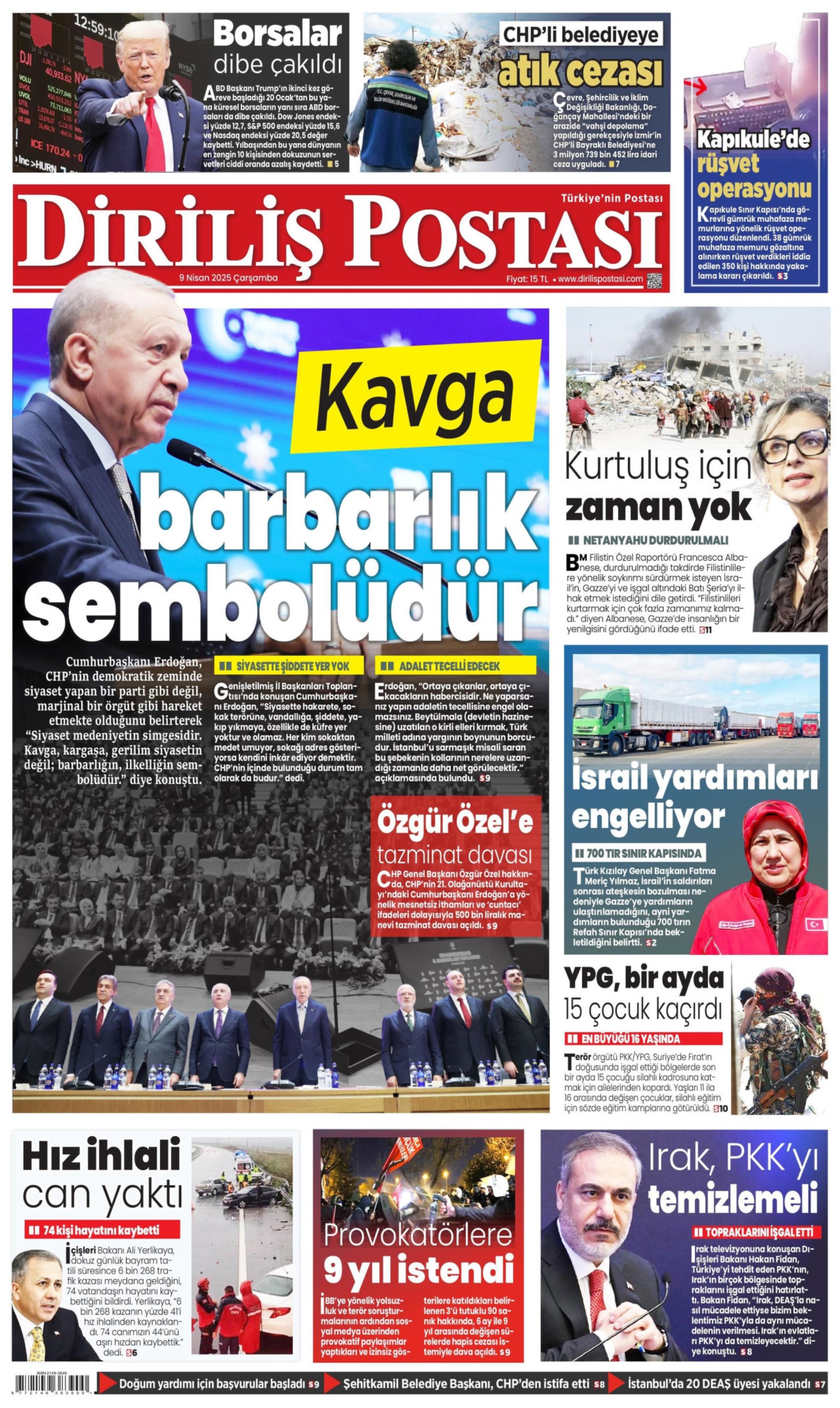 9 Nisan 2025 gazete manşetleri