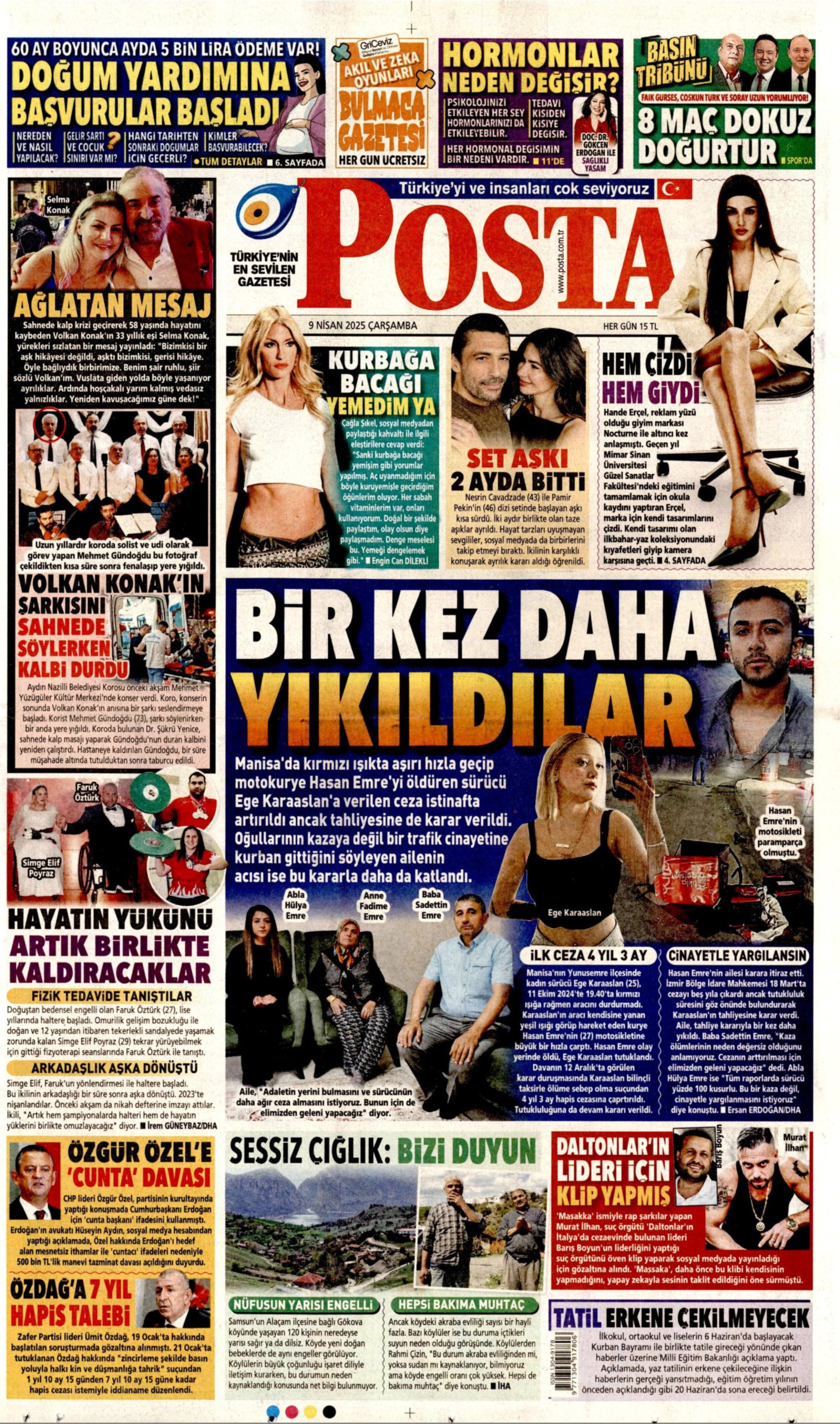 9 Nisan 2025 gazete manşetleri
