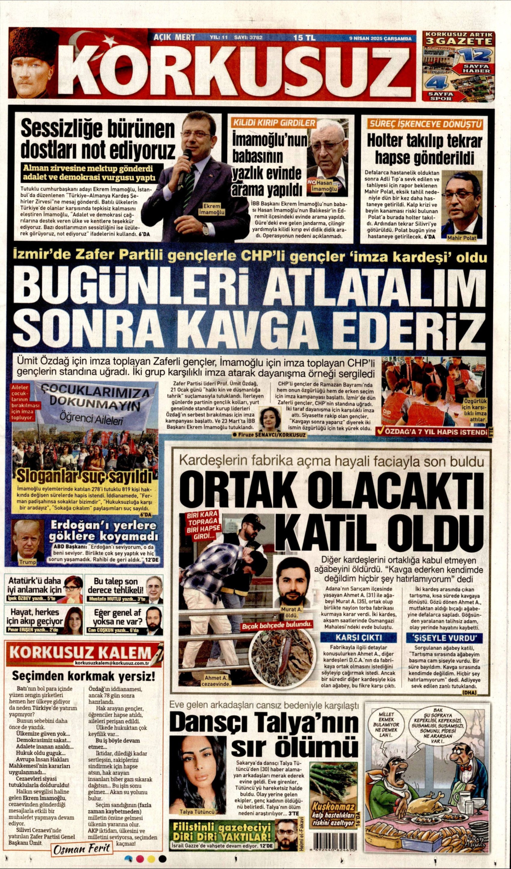 9 Nisan 2025 gazete manşetleri