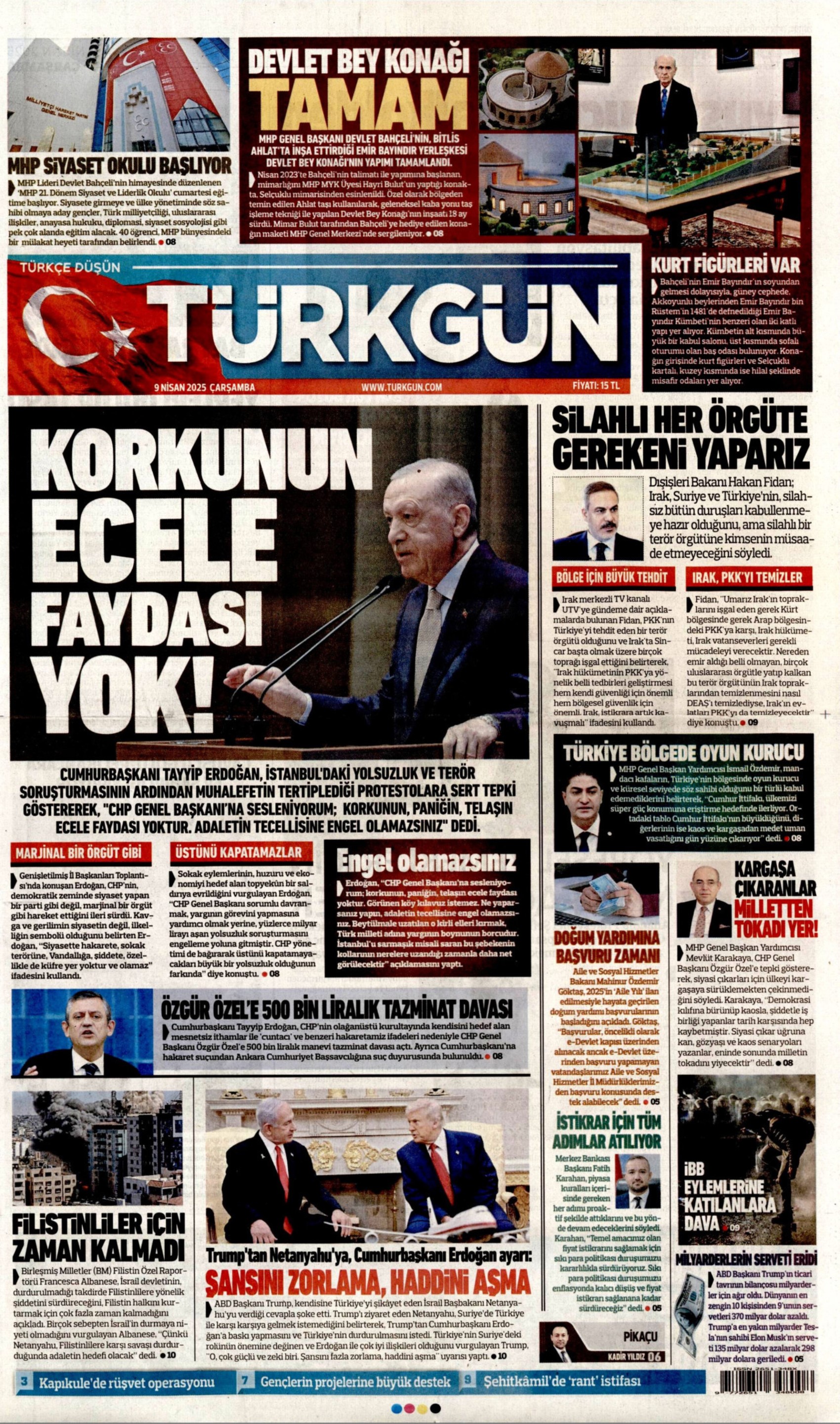 9 Nisan 2025 gazete manşetleri
