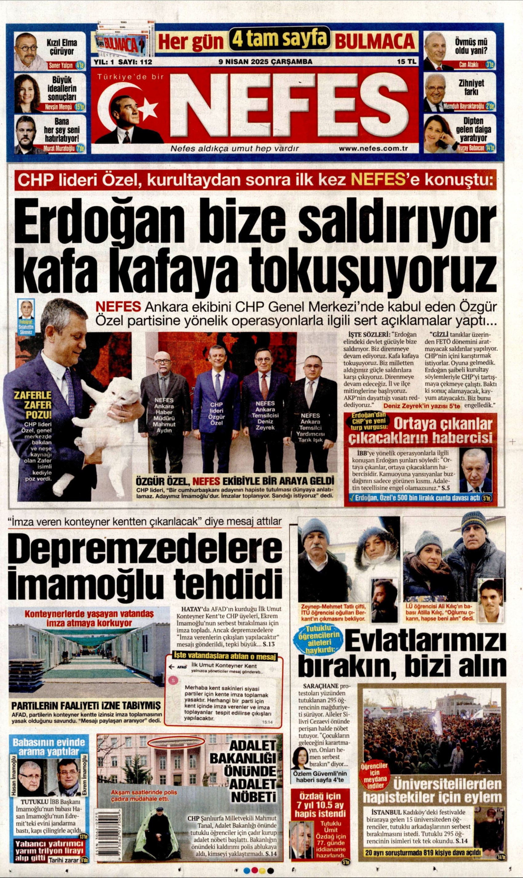 9 Nisan 2025 gazete manşetleri