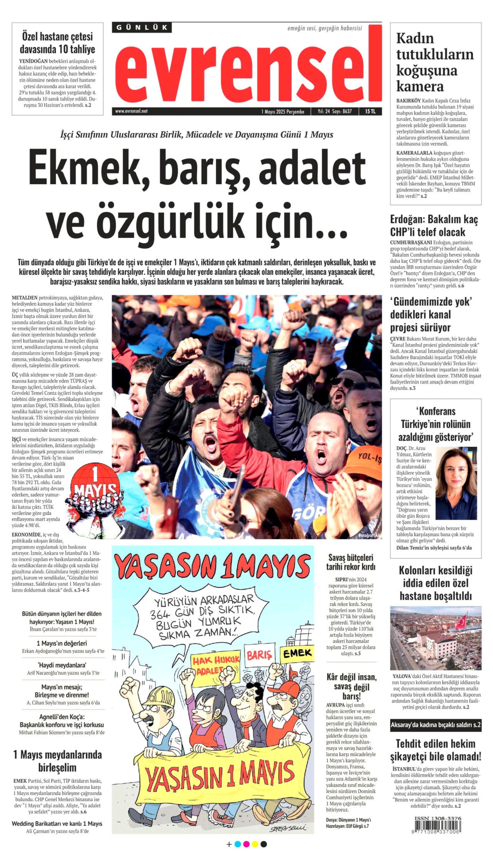1 Mayıs 2025 gazete manşetleri: ‘AKP’liysen suç işleme özgürlüğün var!’