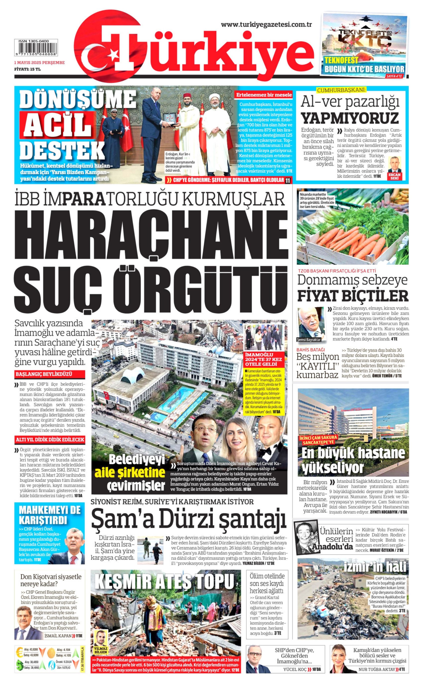 1 Mayıs 2025 gazete manşetleri: ‘AKP’liysen suç işleme özgürlüğün var!’