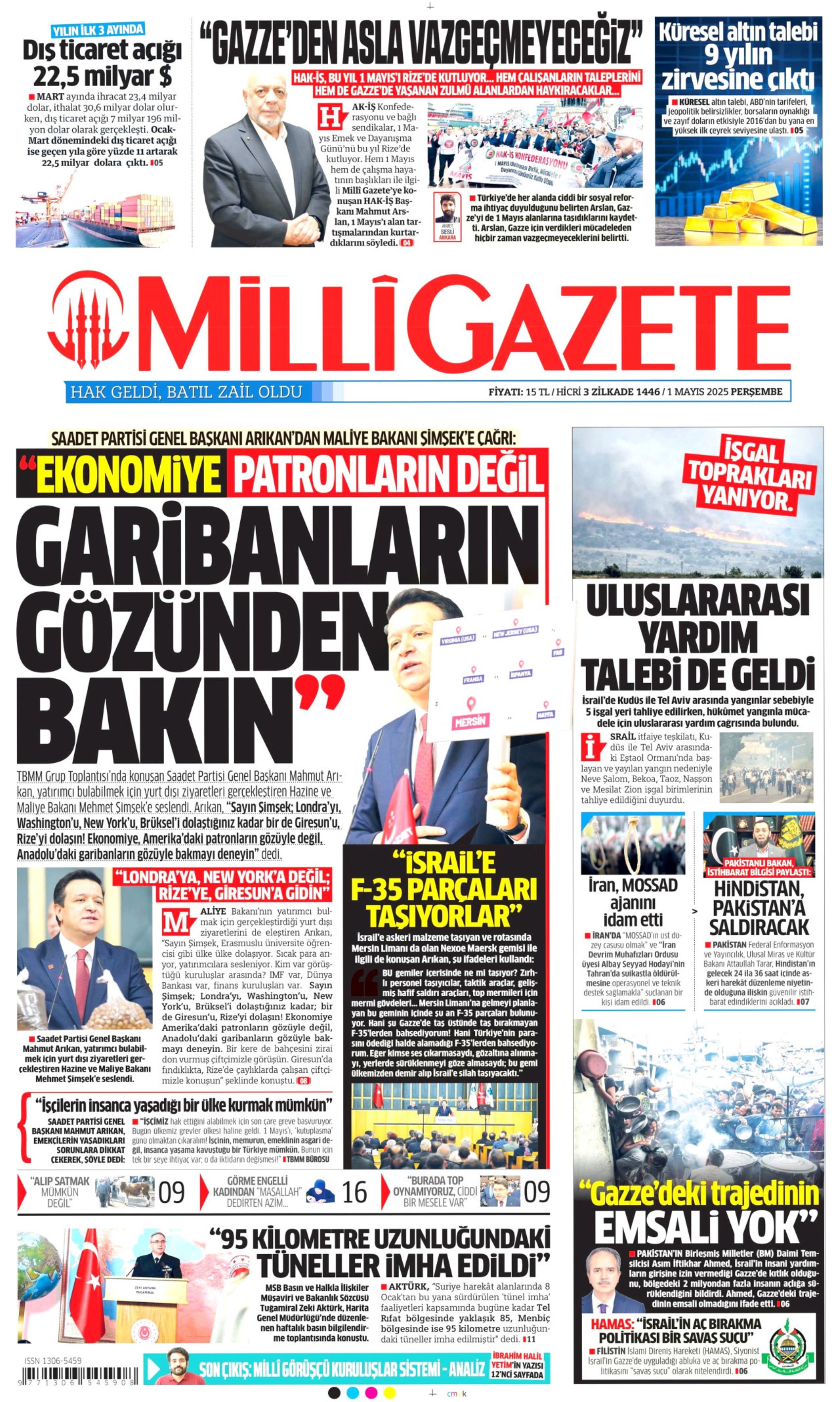 1 Mayıs 2025 gazete manşetleri: ‘AKP’liysen suç işleme özgürlüğün var!’
