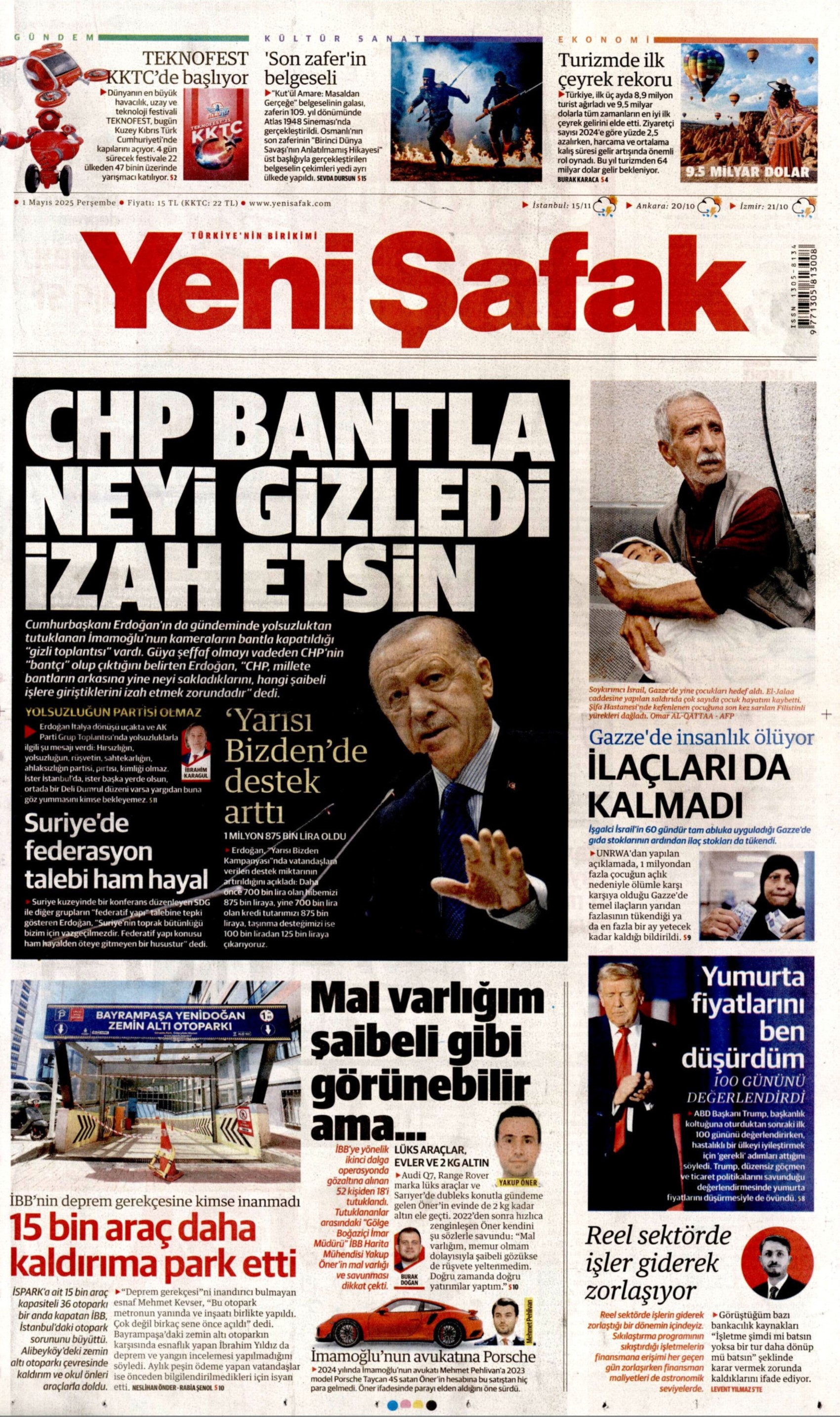 1 Mayıs 2025 gazete manşetleri: ‘AKP’liysen suç işleme özgürlüğün var!’