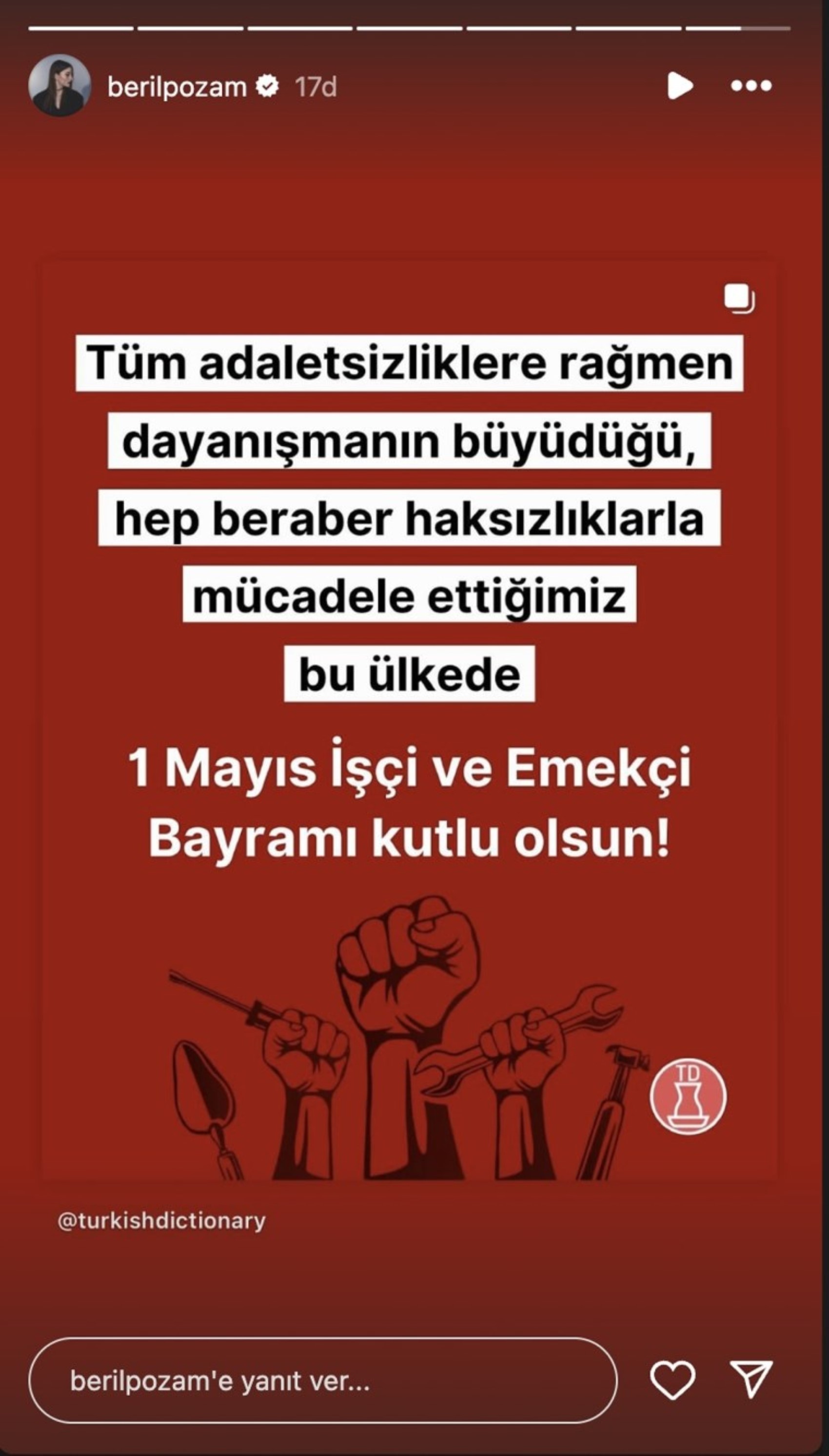 Ünlü isimlerden 1 Mayıs Emek ve Dayanışma Günü paylaşımları