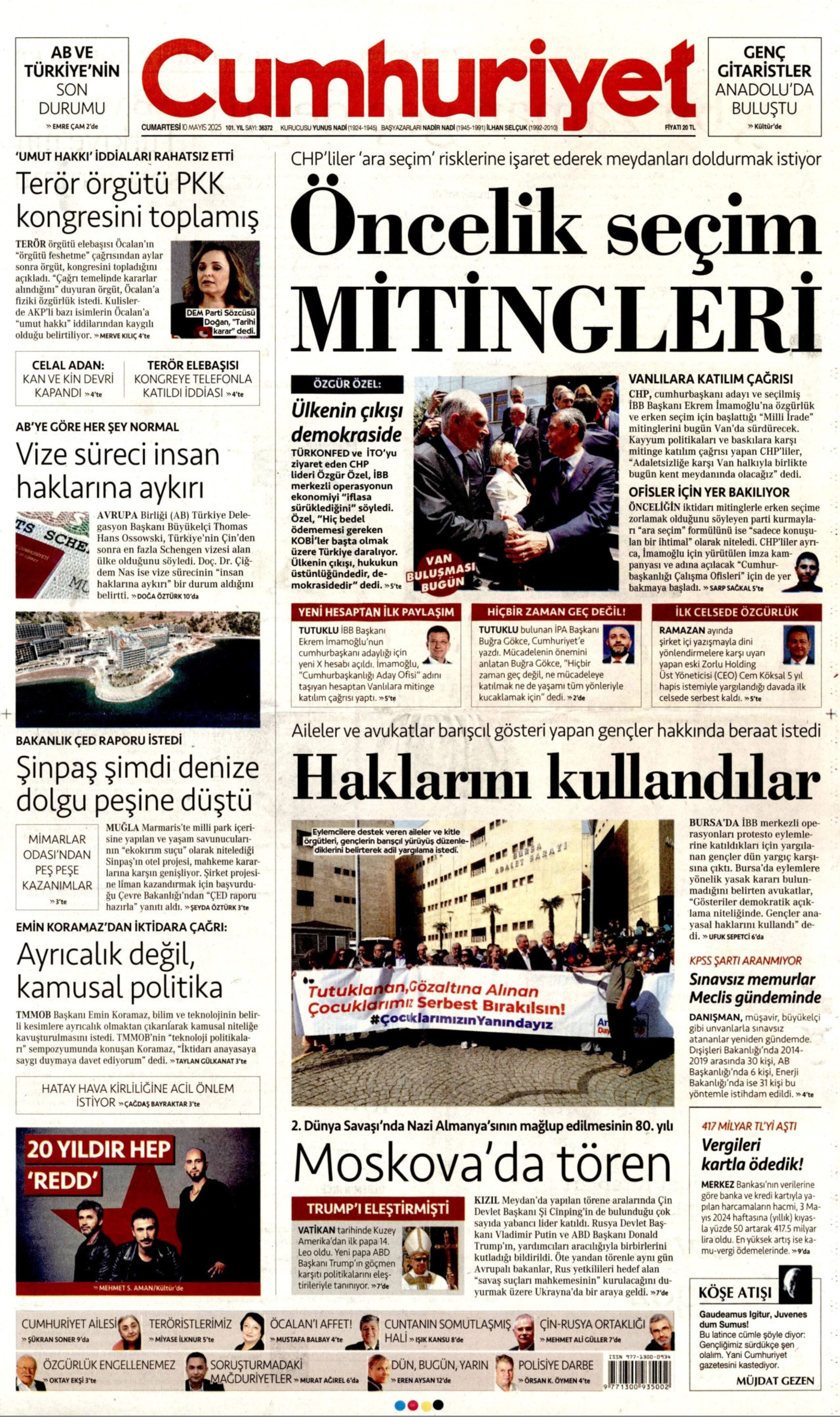 10 Mayıs 2025 gazete manşetleri: Gazeteler, terör örgütü PKK'nın sözde kongresini nasıl gördü?