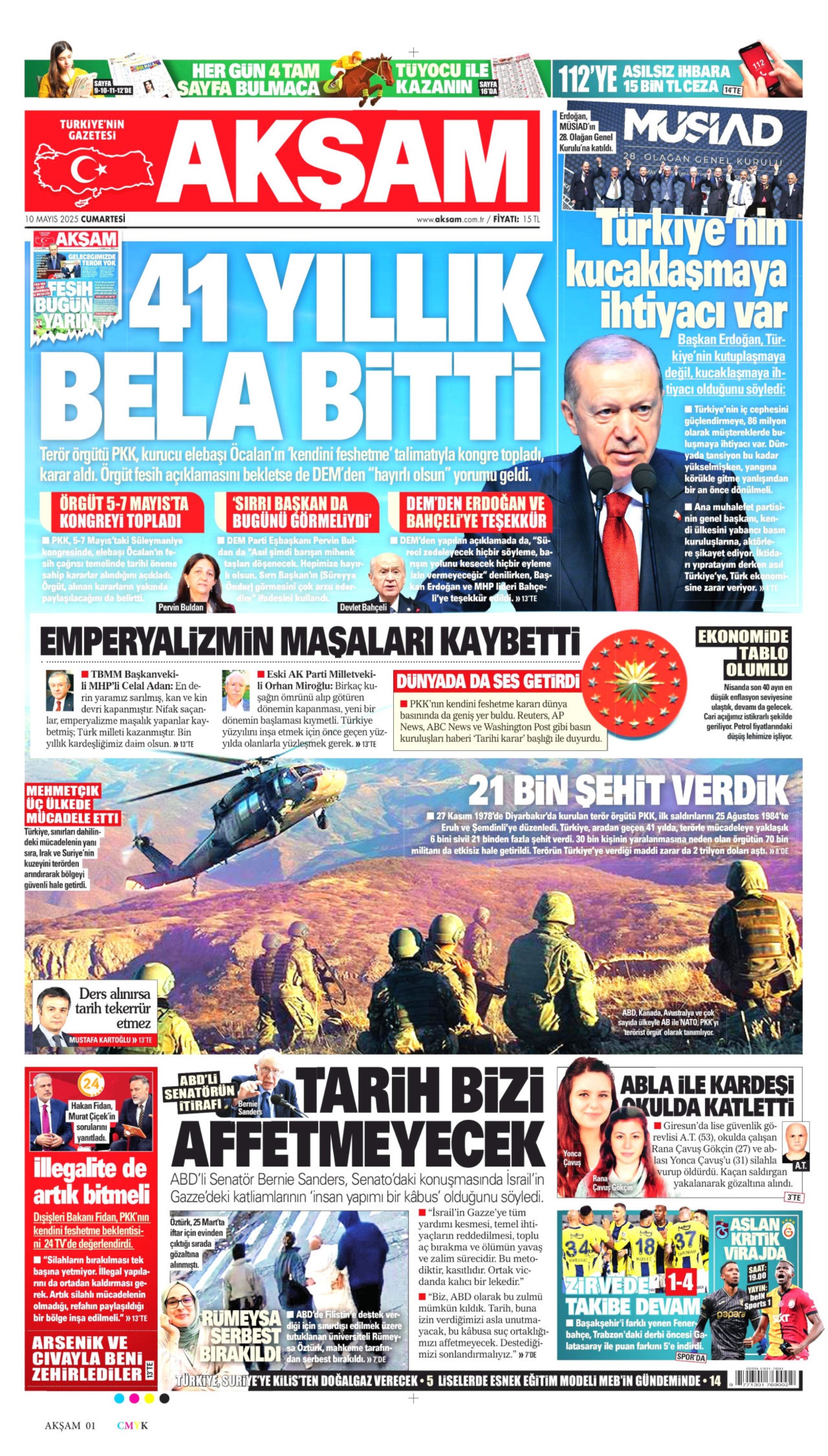 10 Mayıs 2025 gazete manşetleri: Gazeteler, terör örgütü PKK'nın sözde kongresini nasıl gördü?