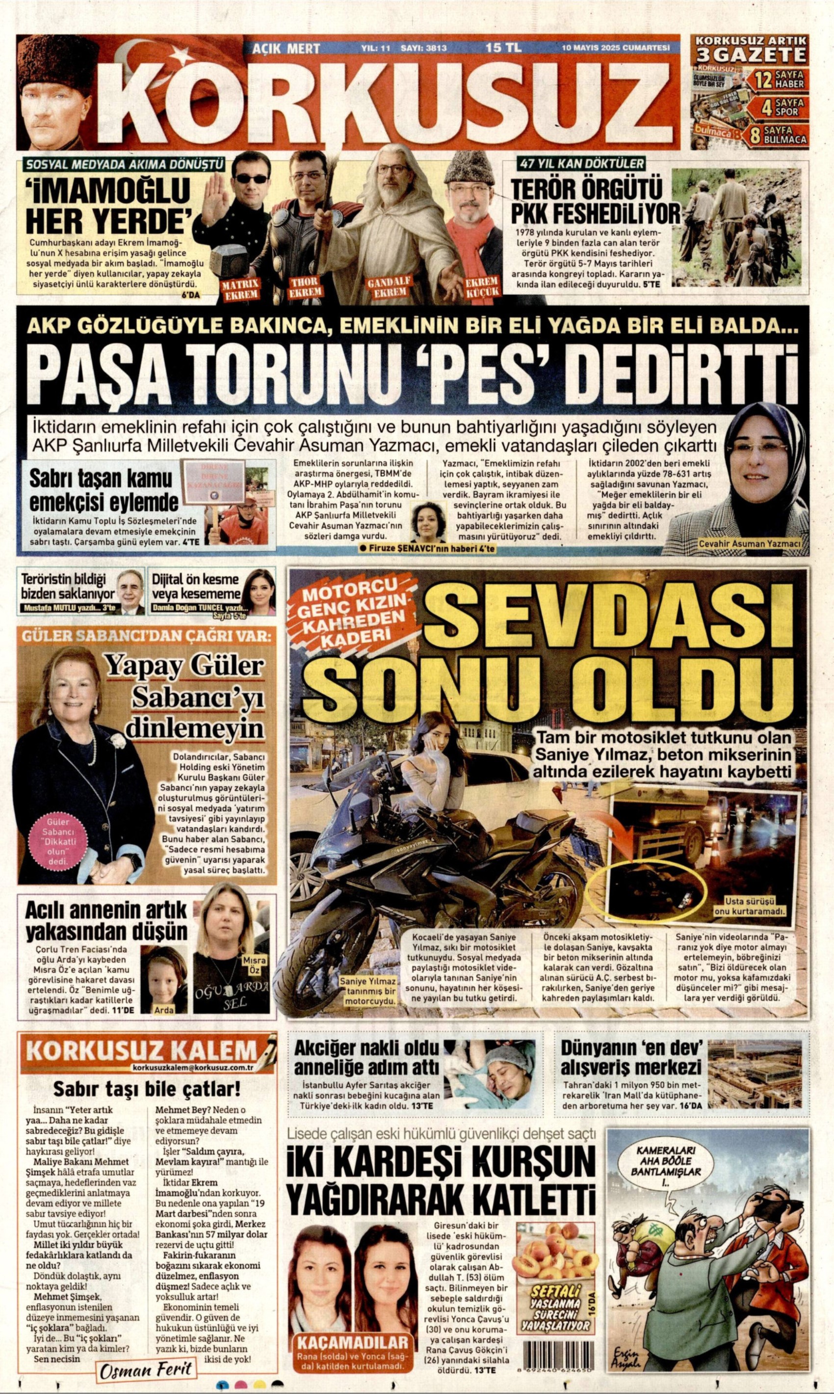 10 Mayıs 2025 gazete manşetleri: Gazeteler, terör örgütü PKK'nın sözde kongresini nasıl gördü?