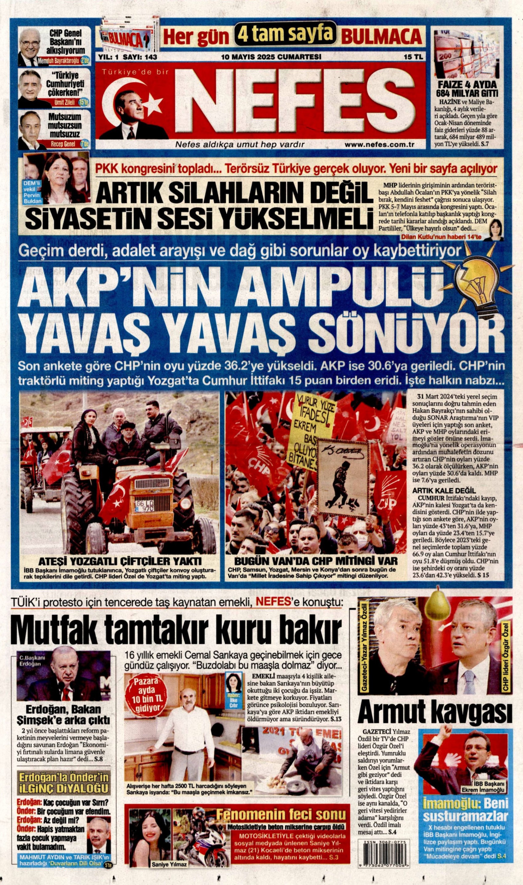 10 Mayıs 2025 gazete manşetleri: Gazeteler, terör örgütü PKK'nın sözde kongresini nasıl gördü?