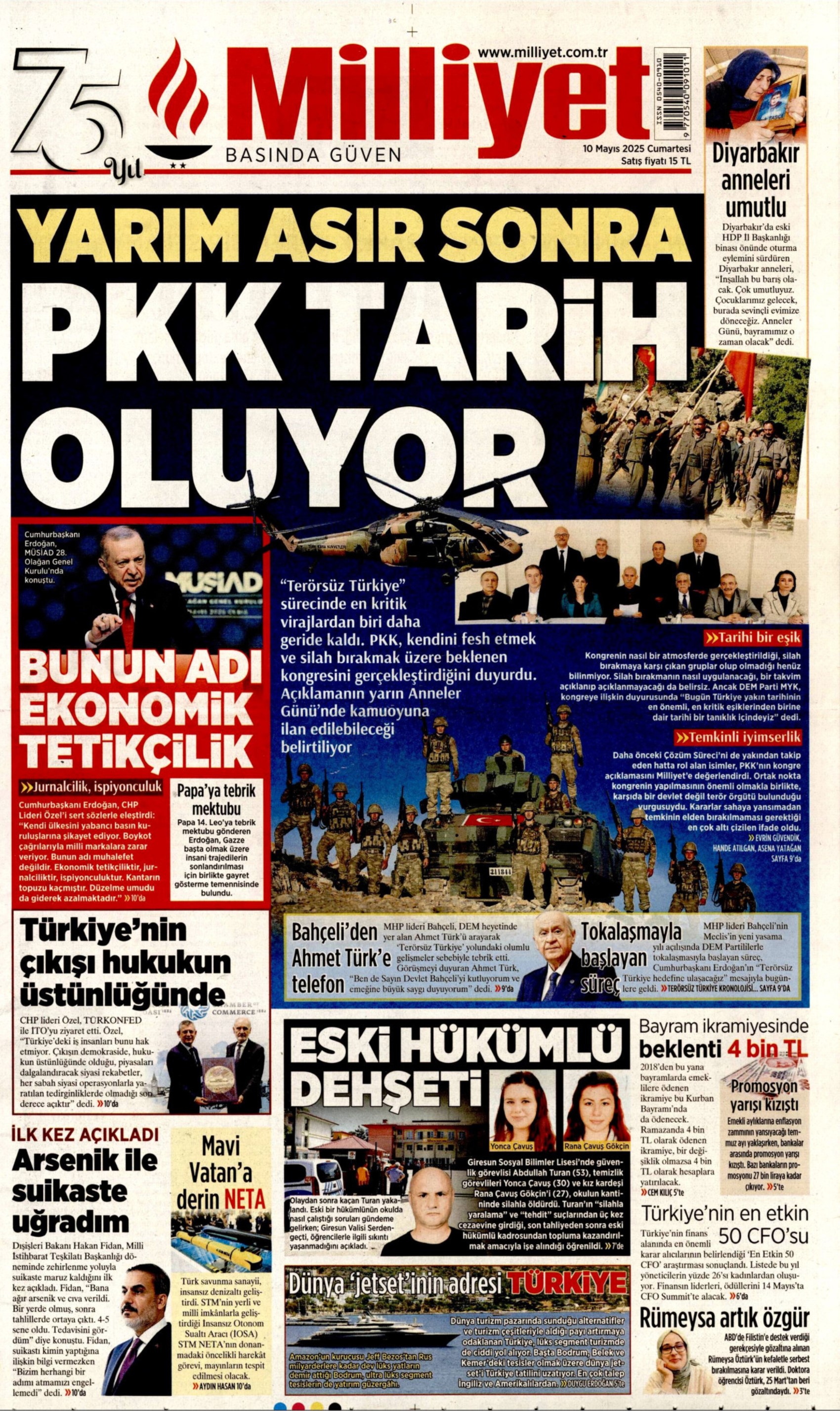10 Mayıs 2025 gazete manşetleri: Gazeteler, terör örgütü PKK'nın sözde kongresini nasıl gördü?