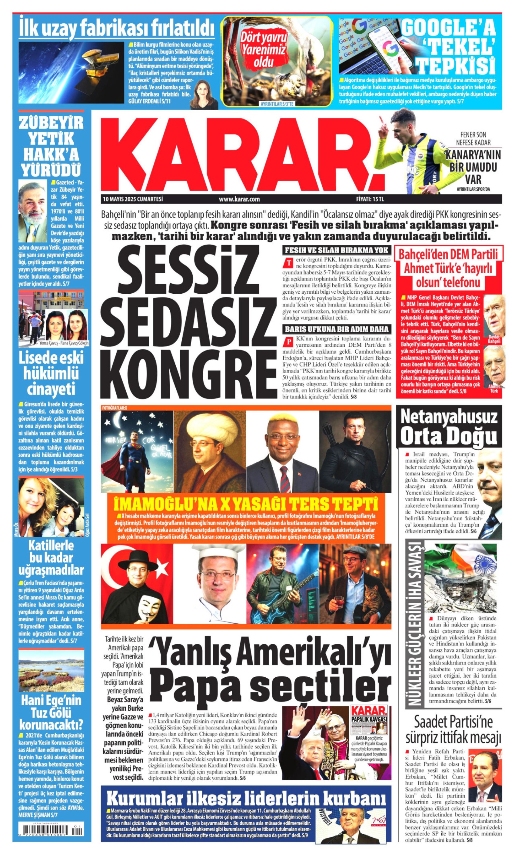 10 Mayıs 2025 gazete manşetleri: Gazeteler, terör örgütü PKK'nın sözde kongresini nasıl gördü?