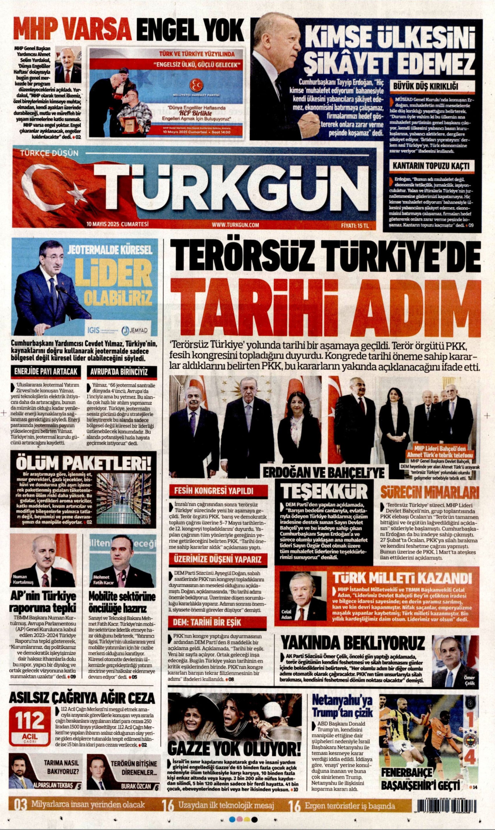 10 Mayıs 2025 gazete manşetleri: Gazeteler, terör örgütü PKK'nın sözde kongresini nasıl gördü?